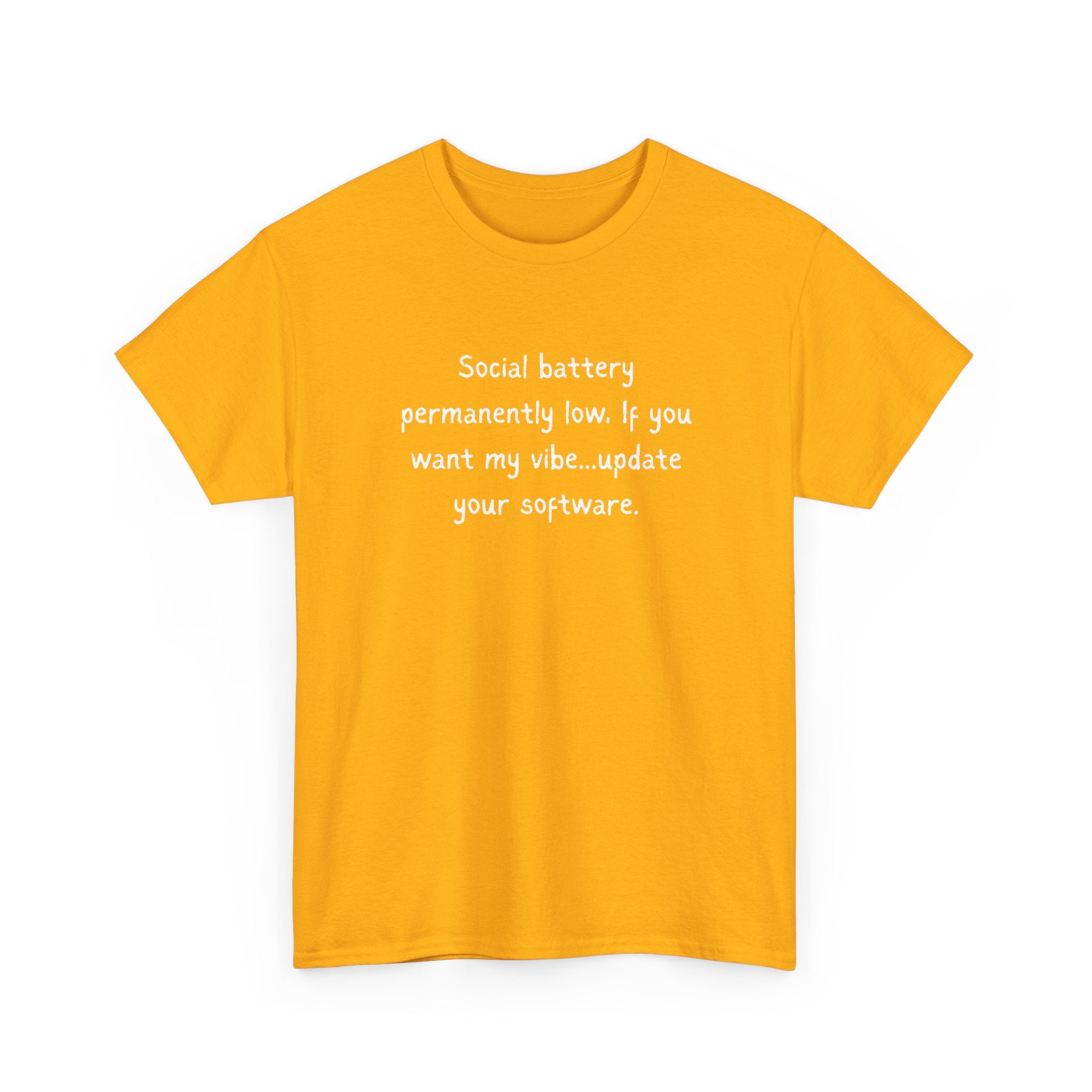 Social Battery Permanently Low Tee — Introvert Humor Cotton T-Shirt