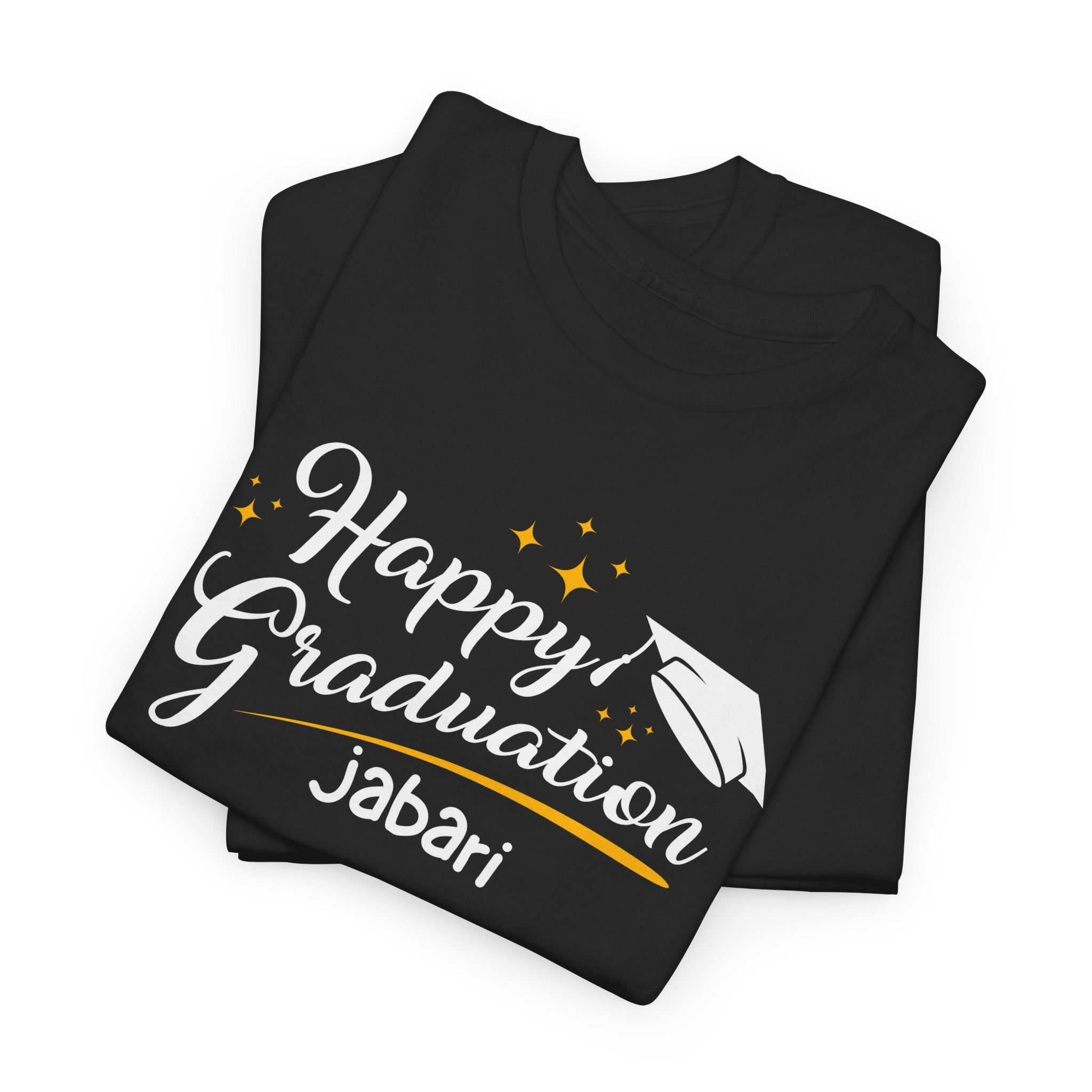 Graduation T-Shirt — “Happy Graduation” Cap Design with Custom Name & “Proud Mom of the Graduate” Back