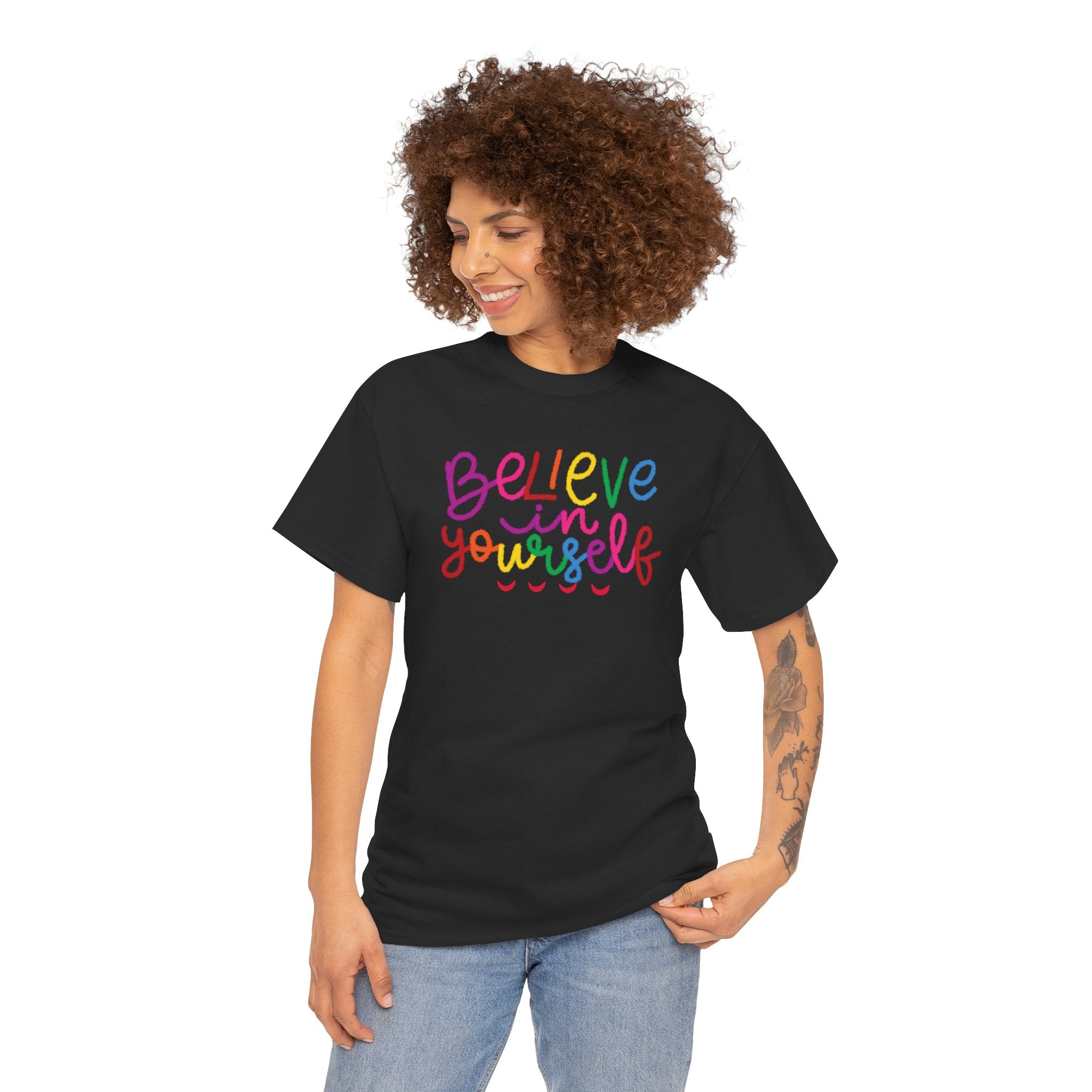 Believe in Yourself Tee — Rainbow Inspirational Motivational Shirt