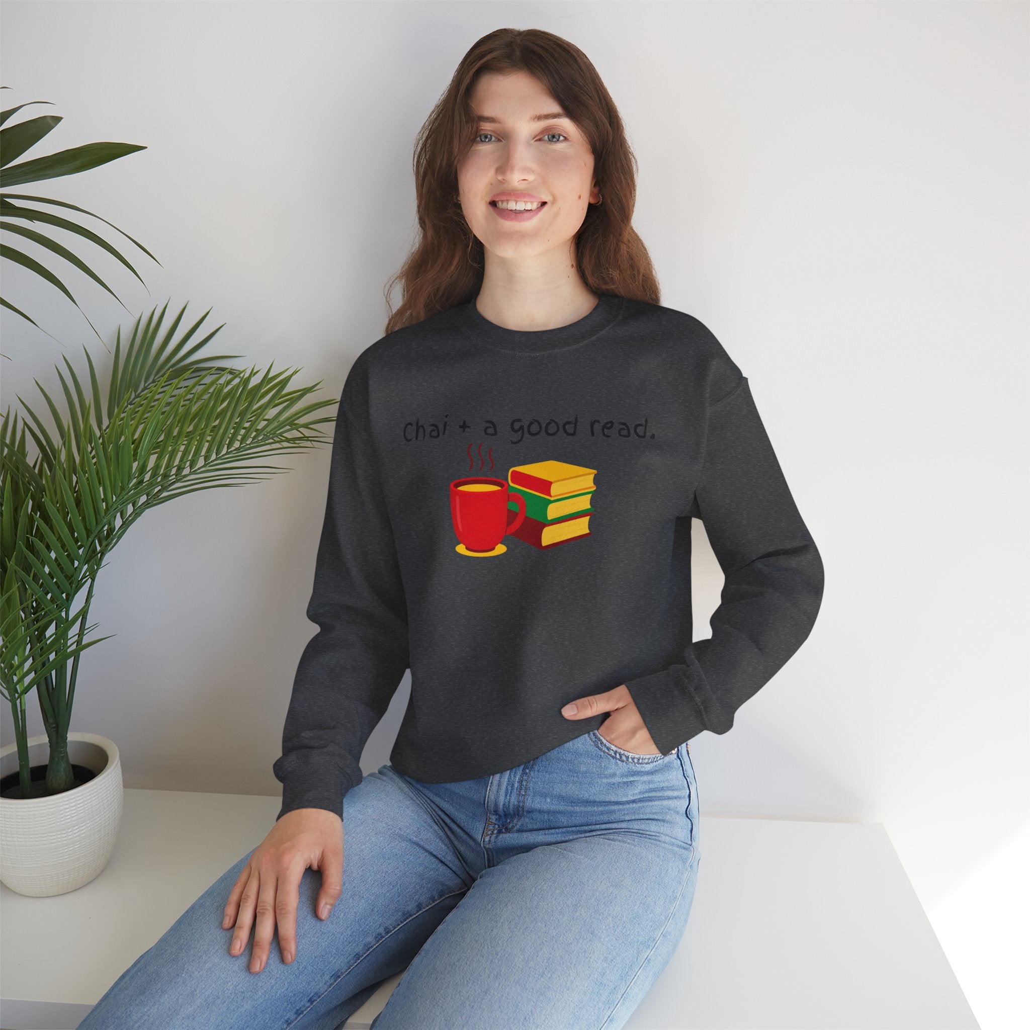 Cozy Reading Sweatshirt — "Chai + a Good Read" Crewneck