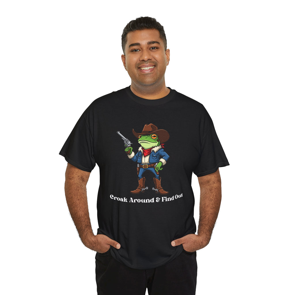 Cowboy Frog T-Shirt - "Croak Around & Find Out" Funny Western Graphic Tee