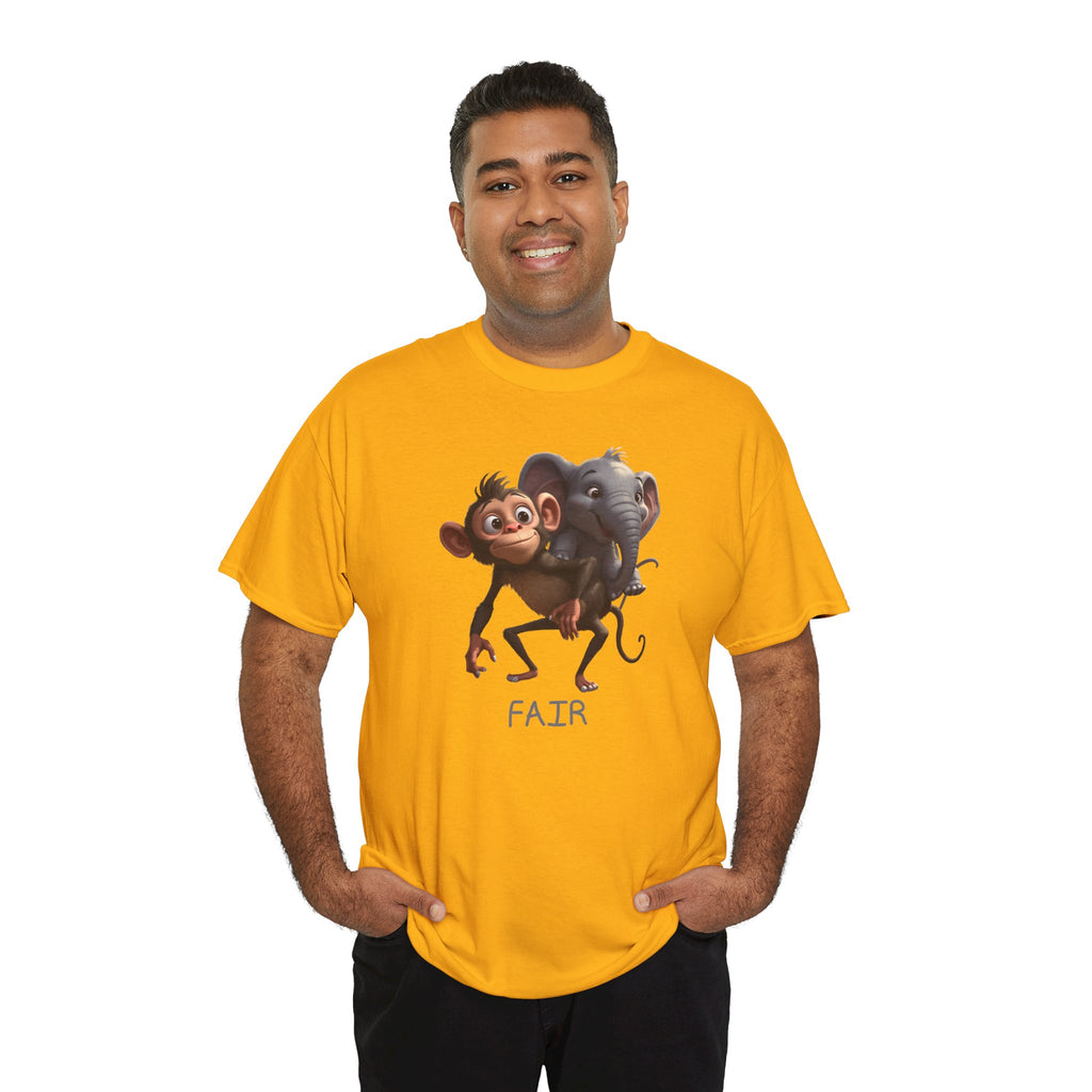 Monkey and Elephant 'Fair' Graphic Tee — Cute Animal Friendship T-Shirt