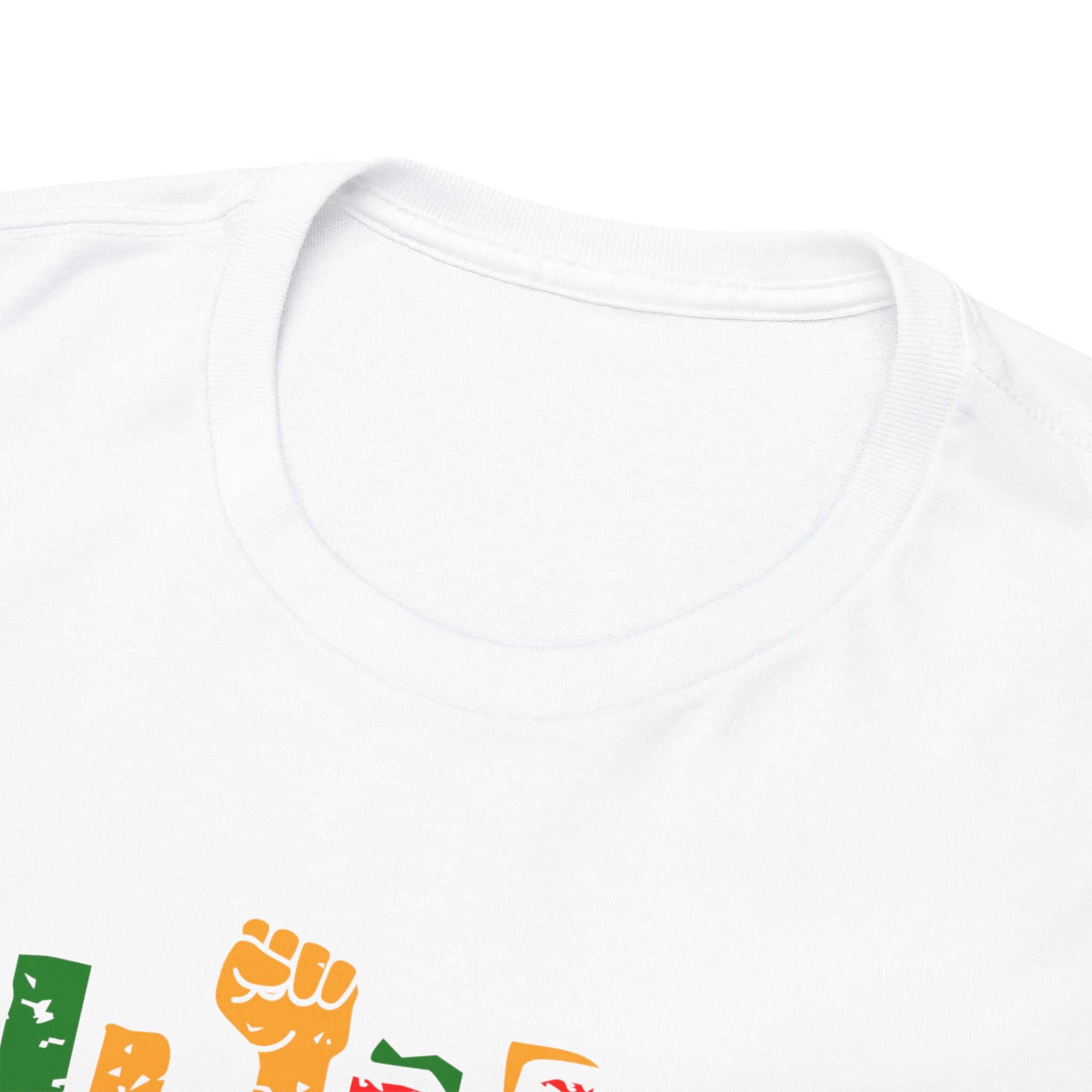 Juneteenth Celebration T-Shirt — "Made Us Stronger" Floral Block Letter Tee