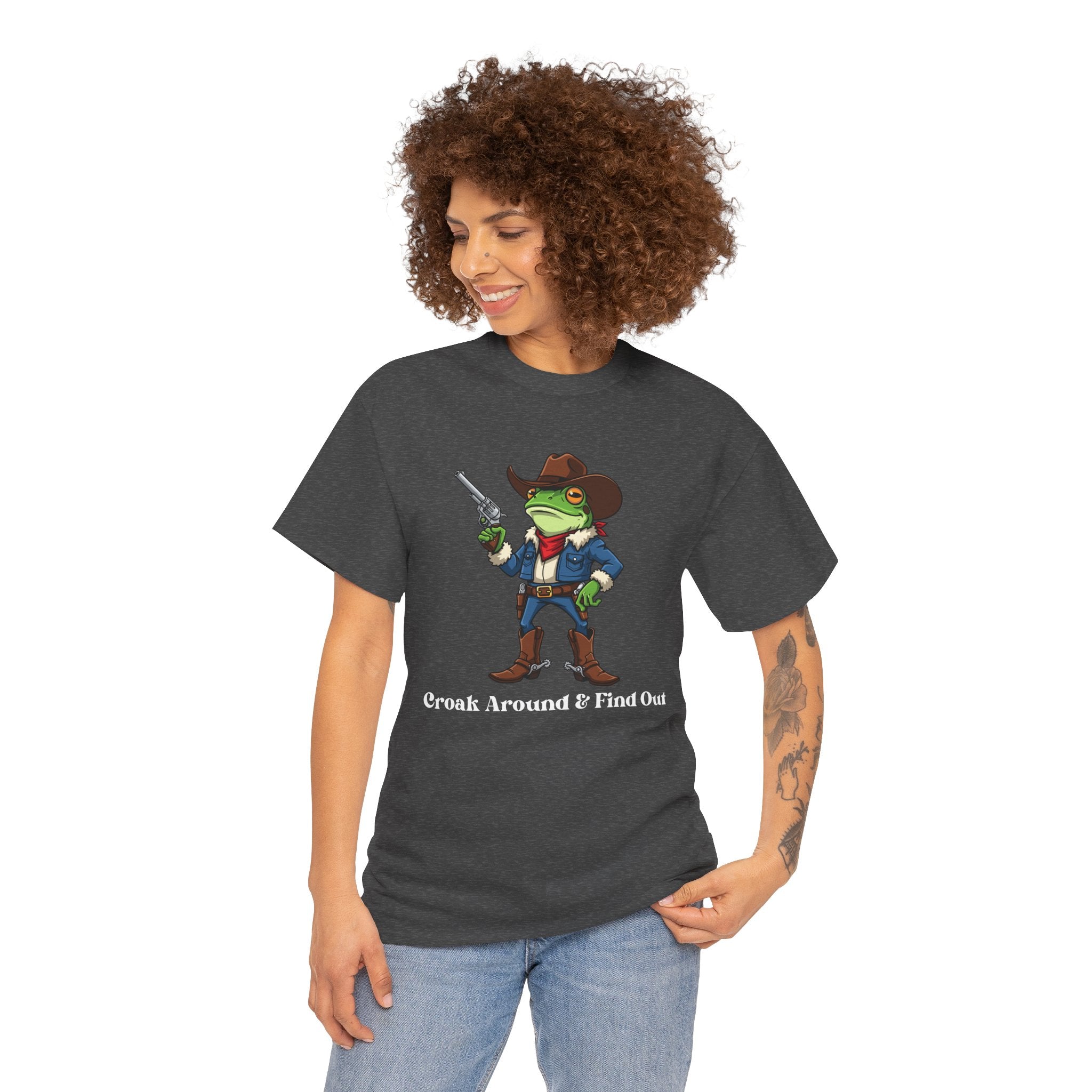 Cowboy Frog T-Shirt - "Croak Around & Find Out" Funny Western Graphic Tee