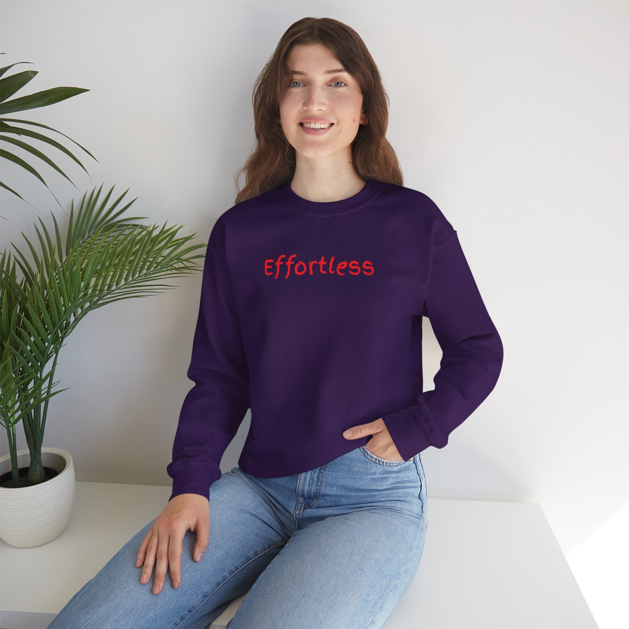 Effortless Crewneck Sweatshirt — Minimal Red Script Comfort Pullover