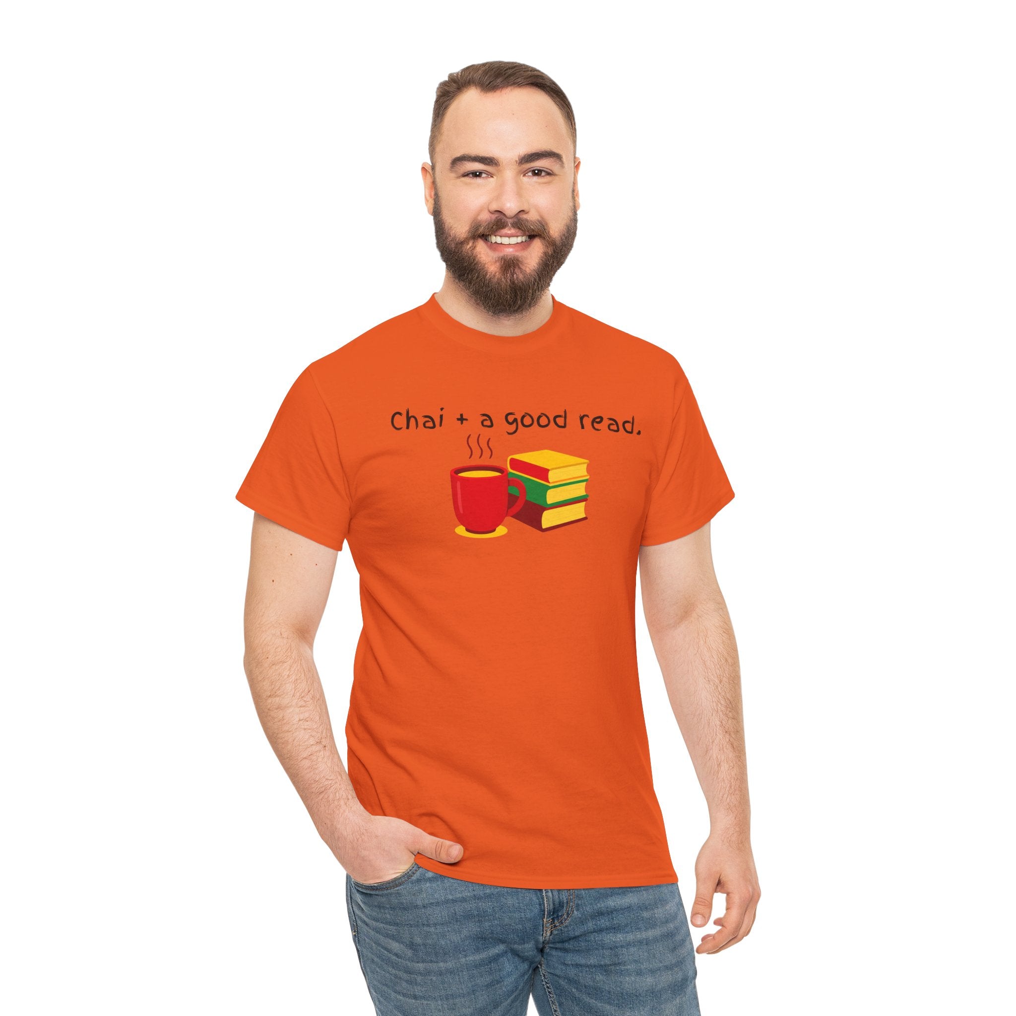 Chai + A Good Read T-Shirt — Tea & Books Graphic Tee for Book Lovers