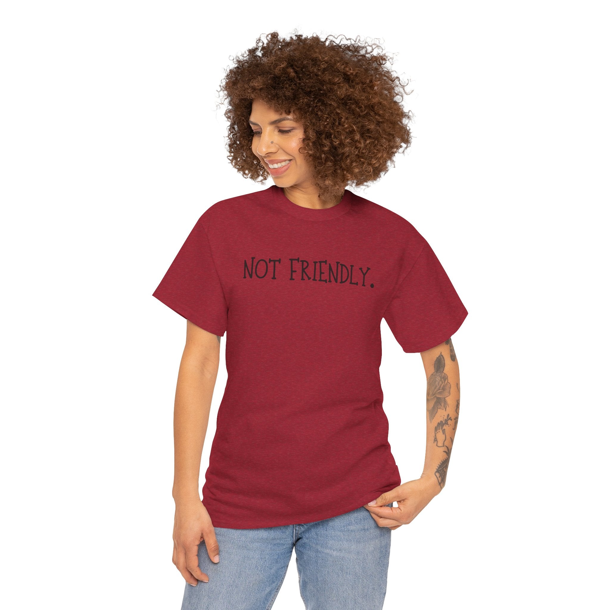 T-Shirt — "Not Friendly." Minimalist Statement Tee