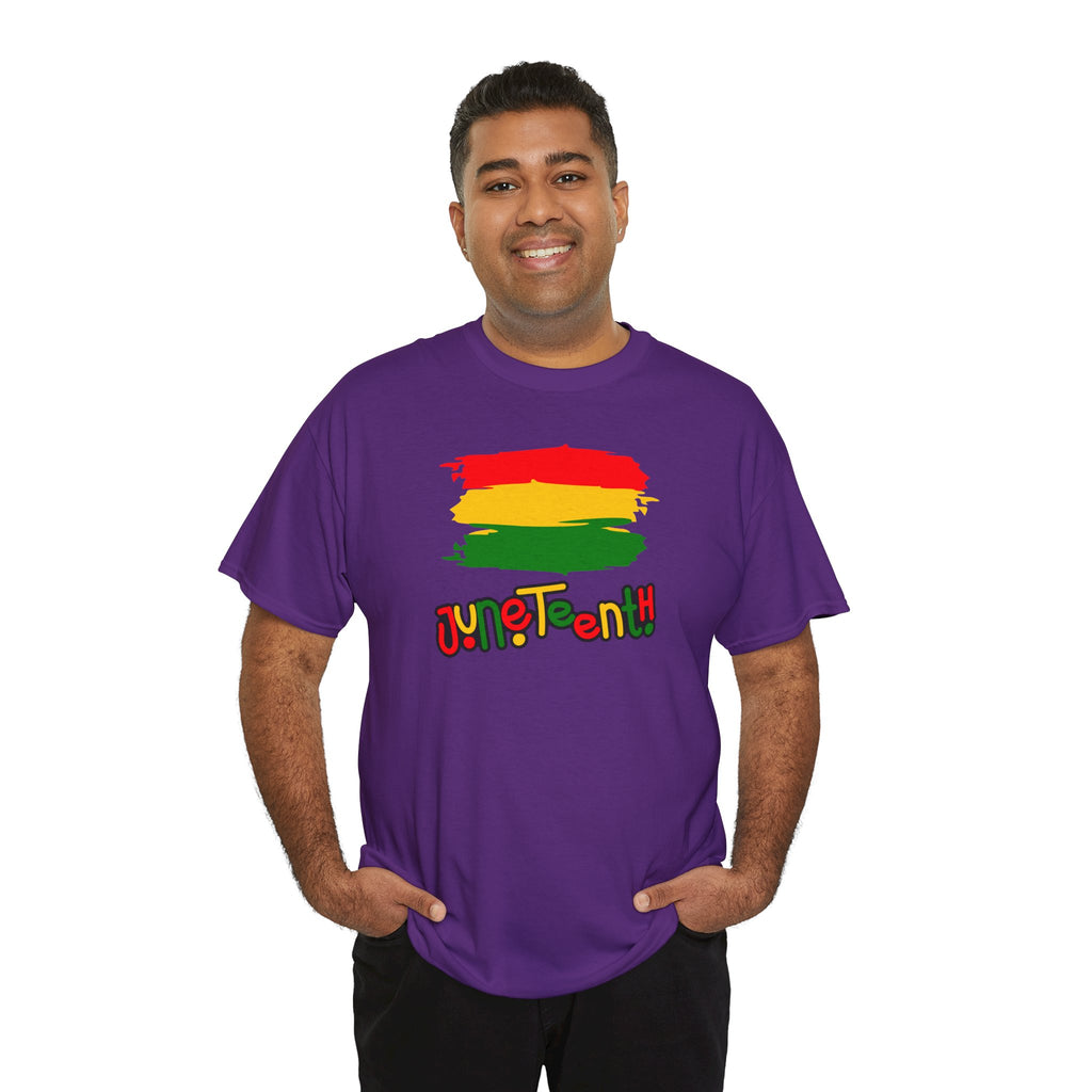 Juneteenth Graphic Tee — Rasta Flag Brushstroke Design