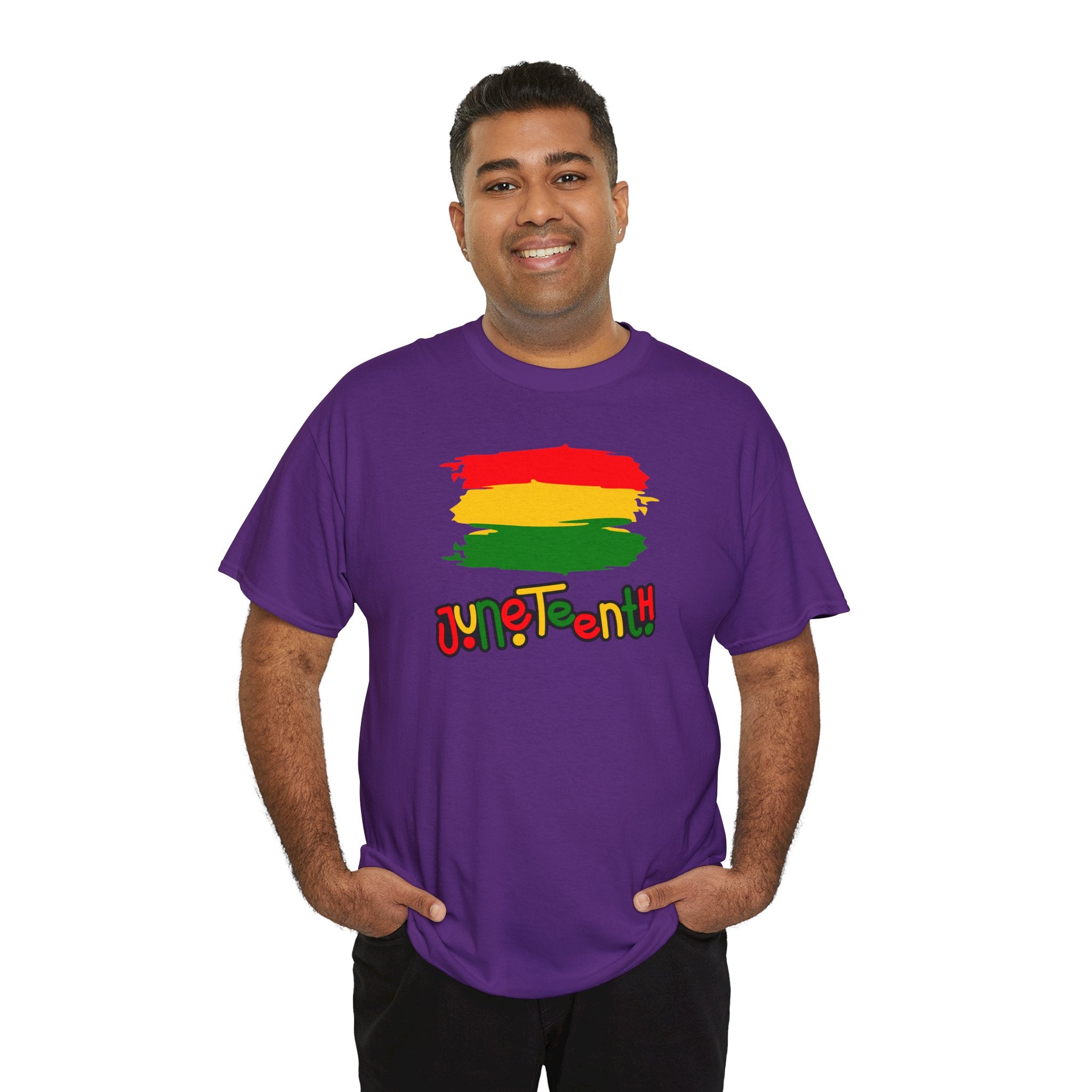 Juneteenth Graphic Tee — Rasta Flag Brushstroke Design