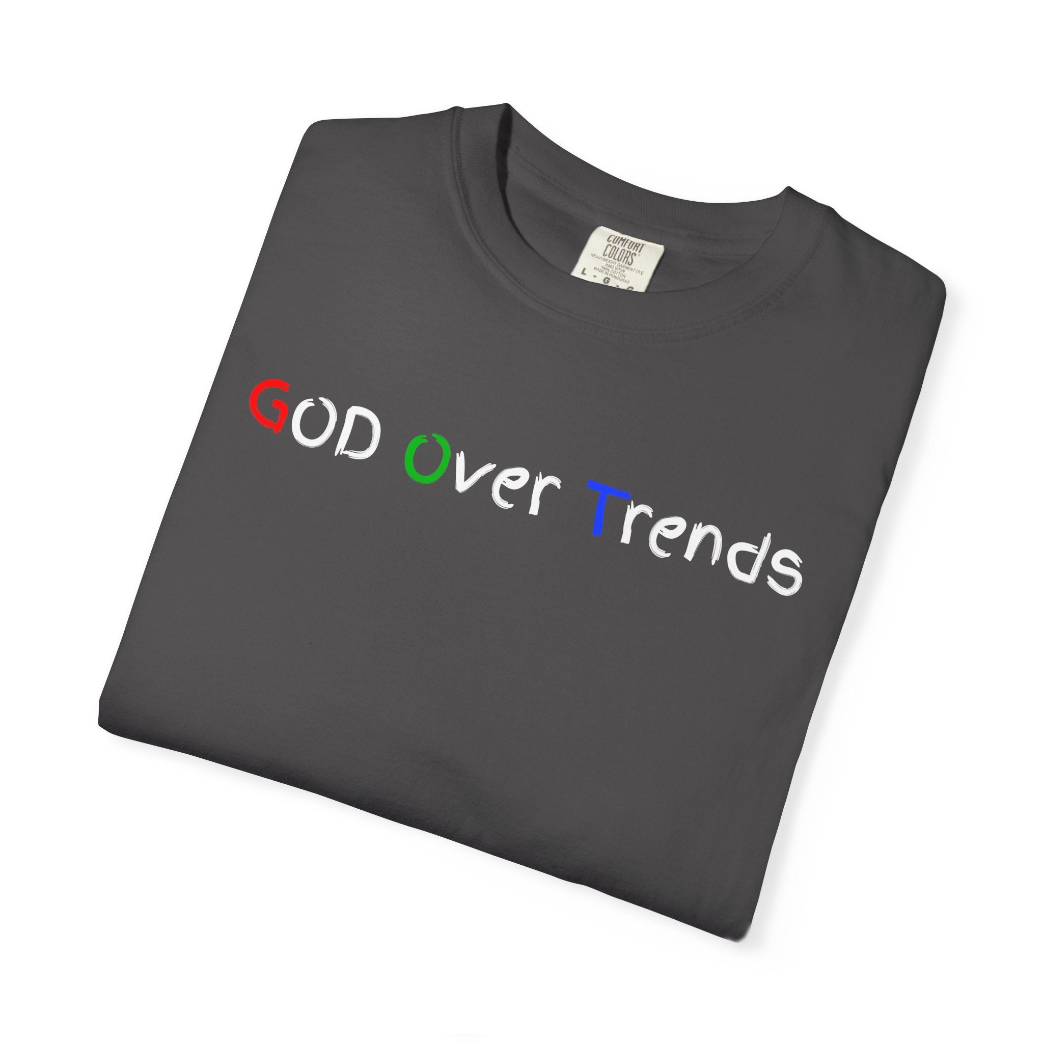 God Over Trends Tee — Retro Colorful Graphic T‑Shirt