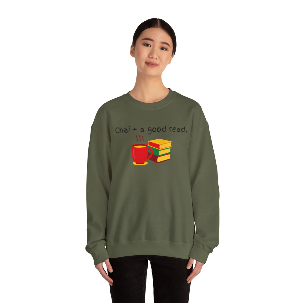 Cozy Reading Sweatshirt — "Chai + a Good Read" Crewneck