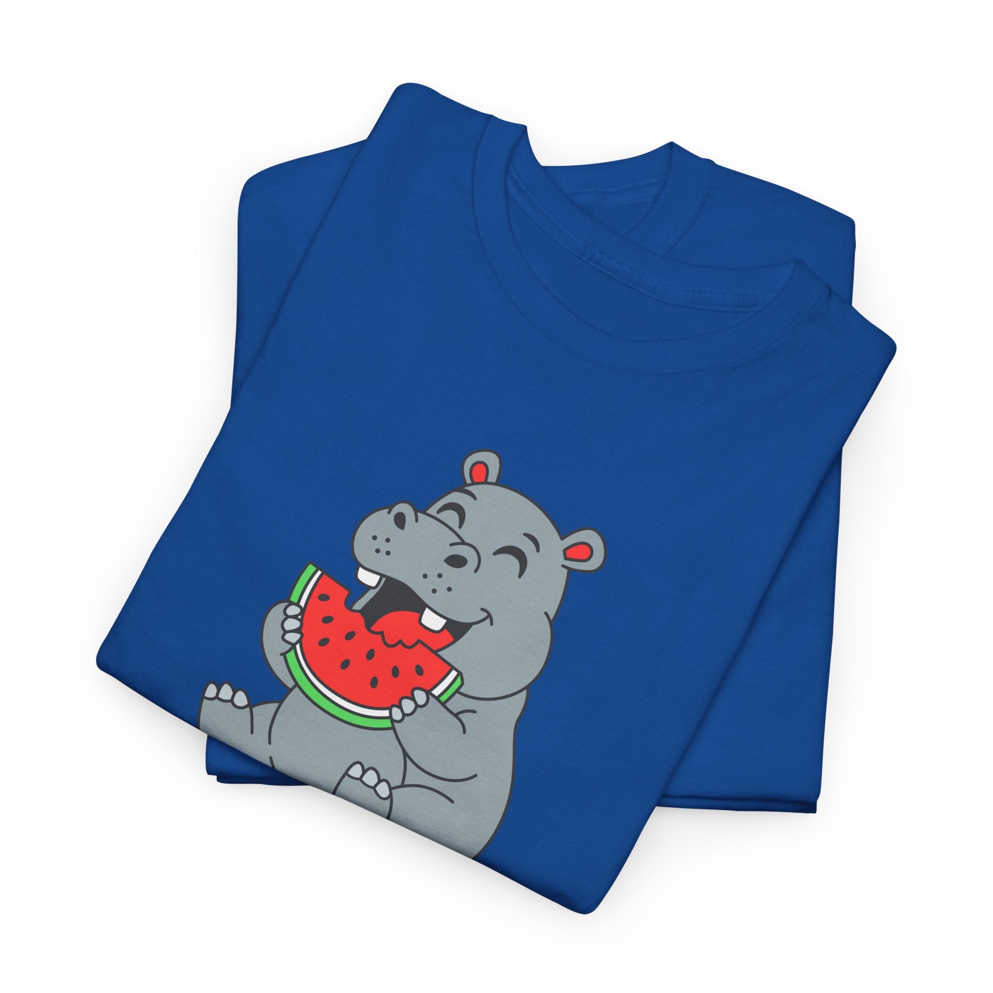 Hippo Eating Watermelon Tee — "Gone in Seconds" Cute Animal Graphic Shirt