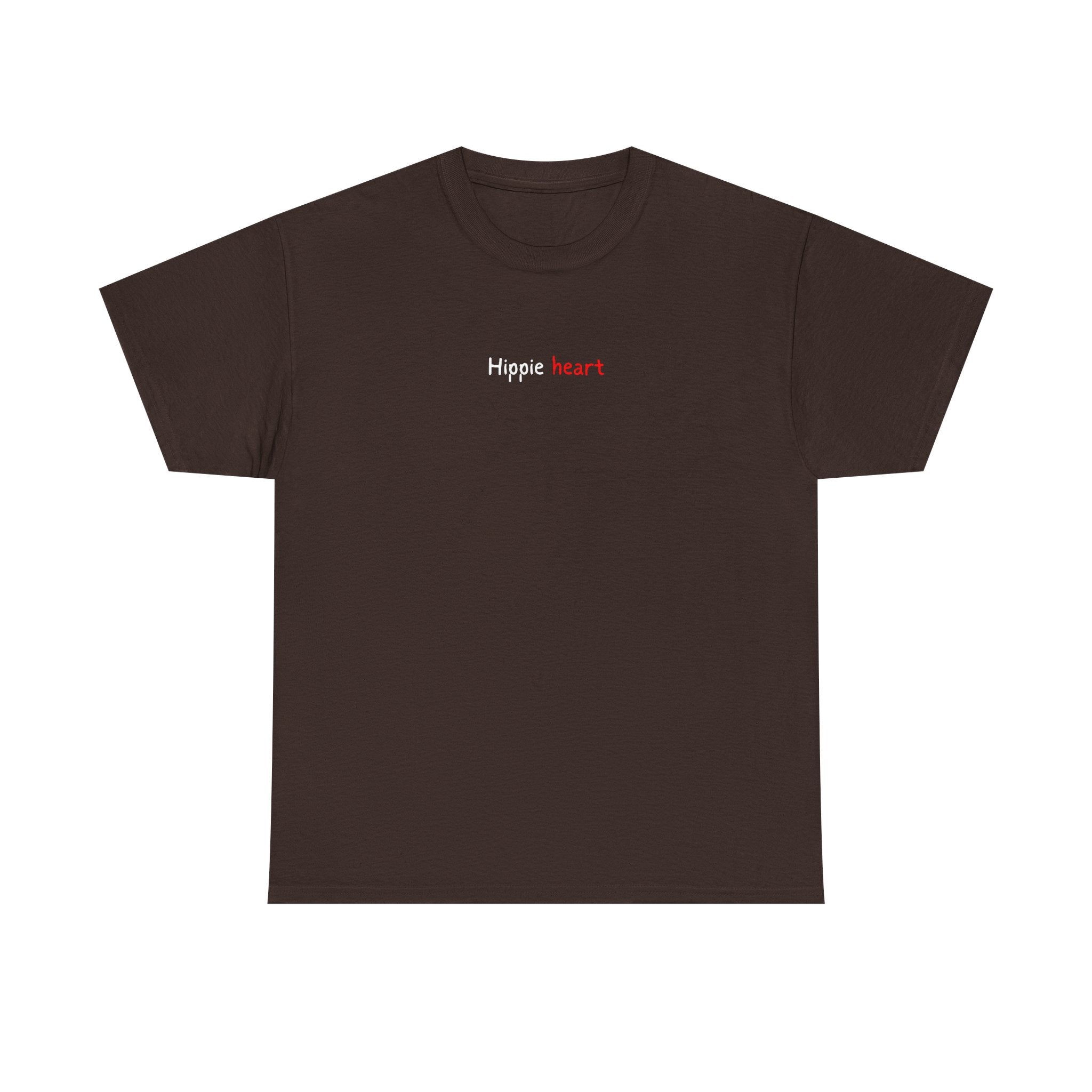 Hippie Heart Black Tee — Minimal Retro Love Graphic T-Shirt