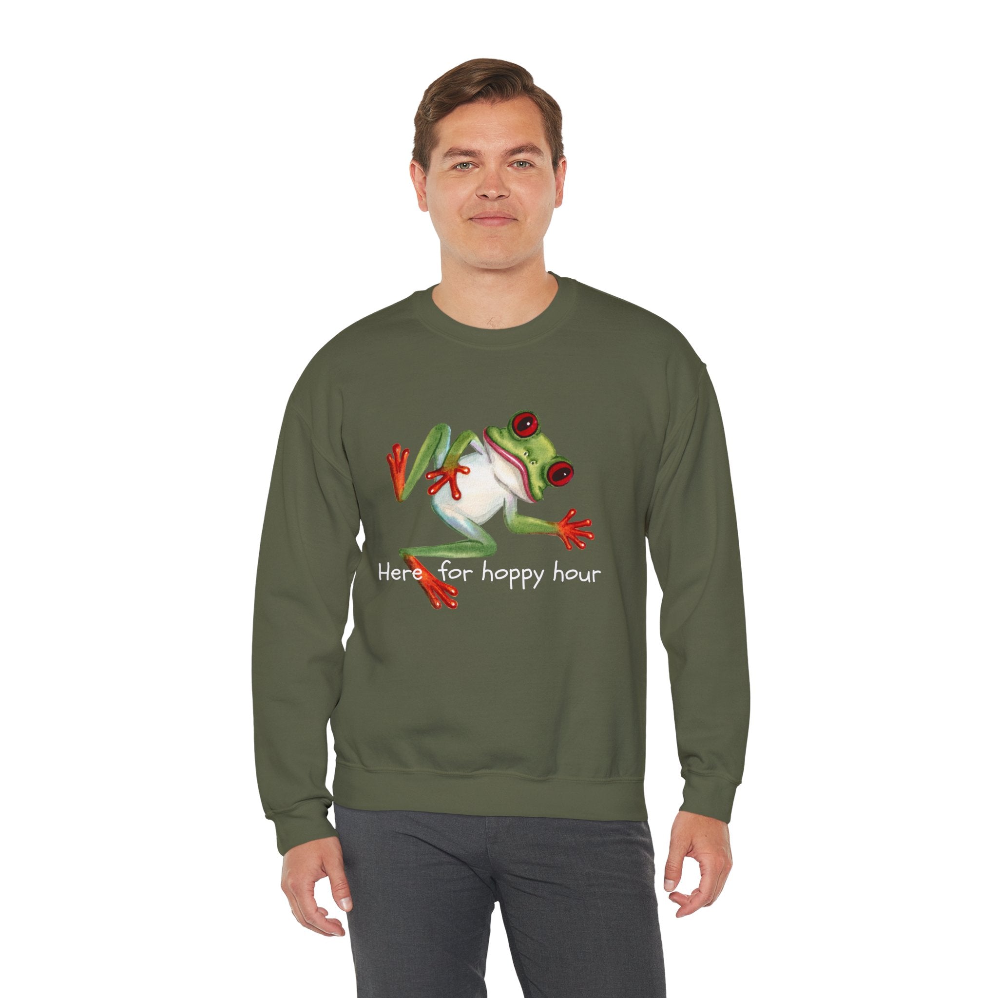 Frog 'Here for Hoppy Hour' Crewneck Sweatshirt
