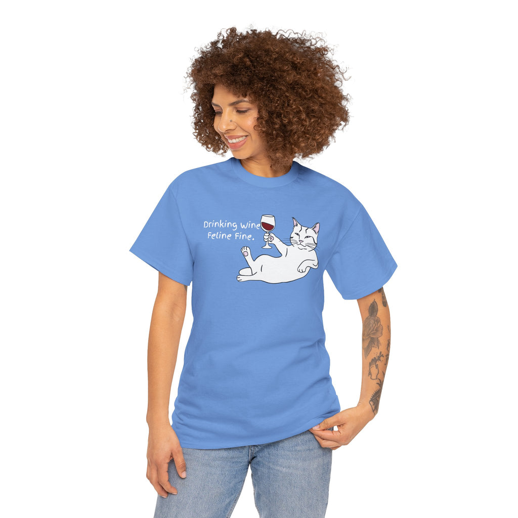 Drinking Wine, Feline Fine Cat Tee