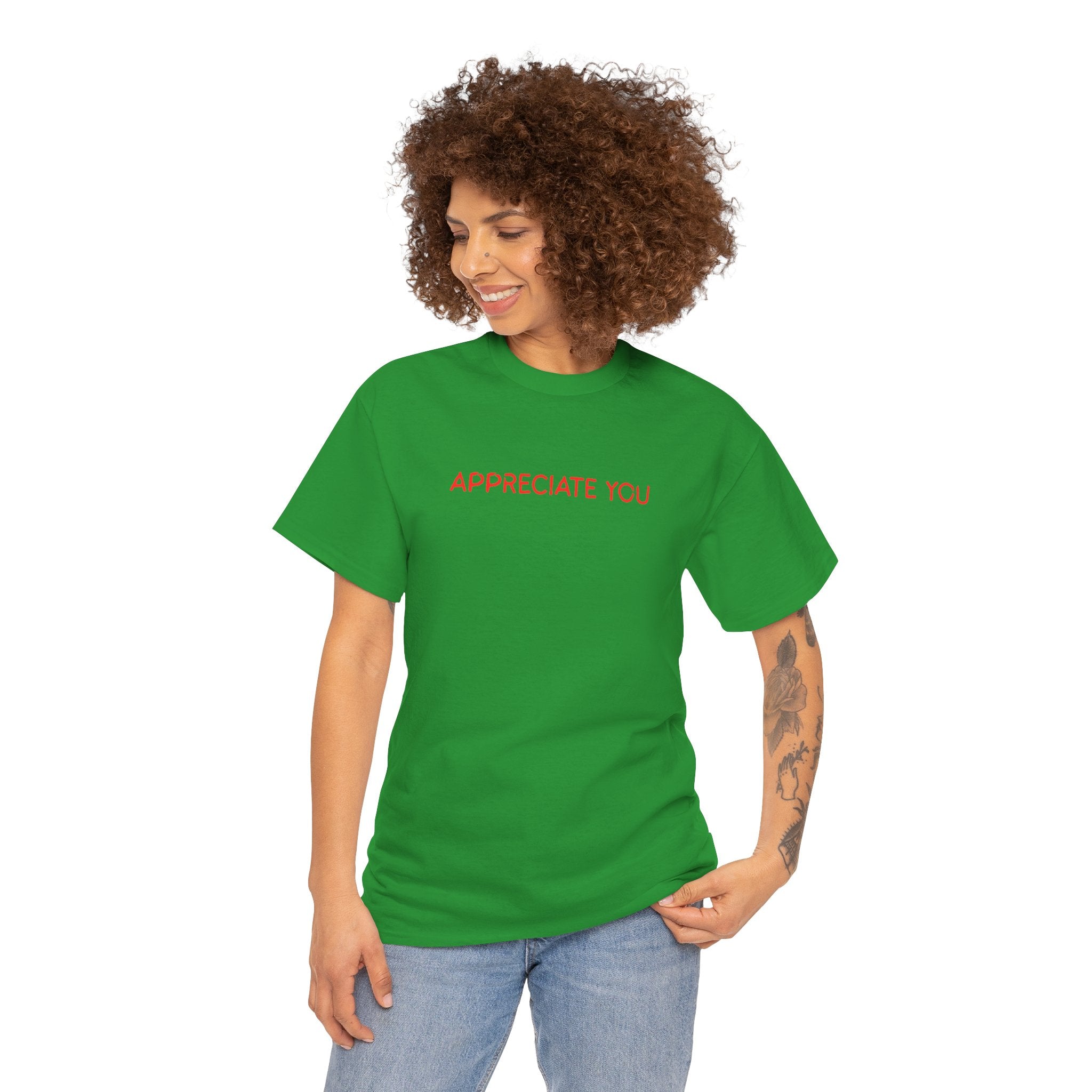 Appreciate You Tee – Minimalist Red Text Graphic T‑Shirt