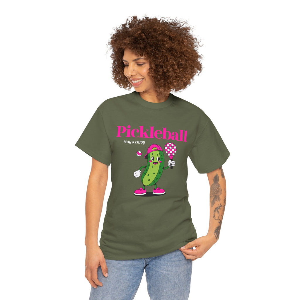 Pickleball Pickle Mascot Tee — Play & Enjoy Graphic T-Shirt