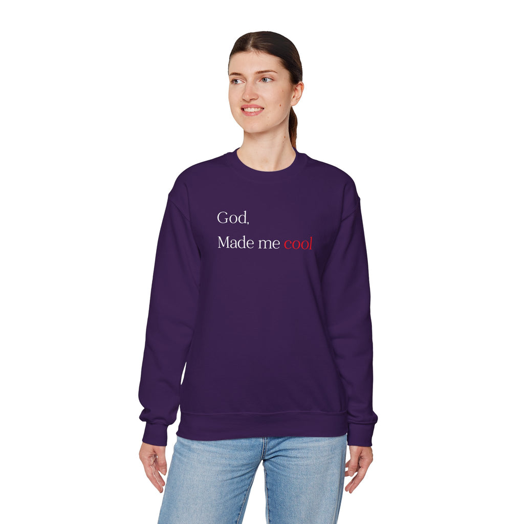 Sweatshirt — "God. Made Me Cool" Minimal Faith Crewneck