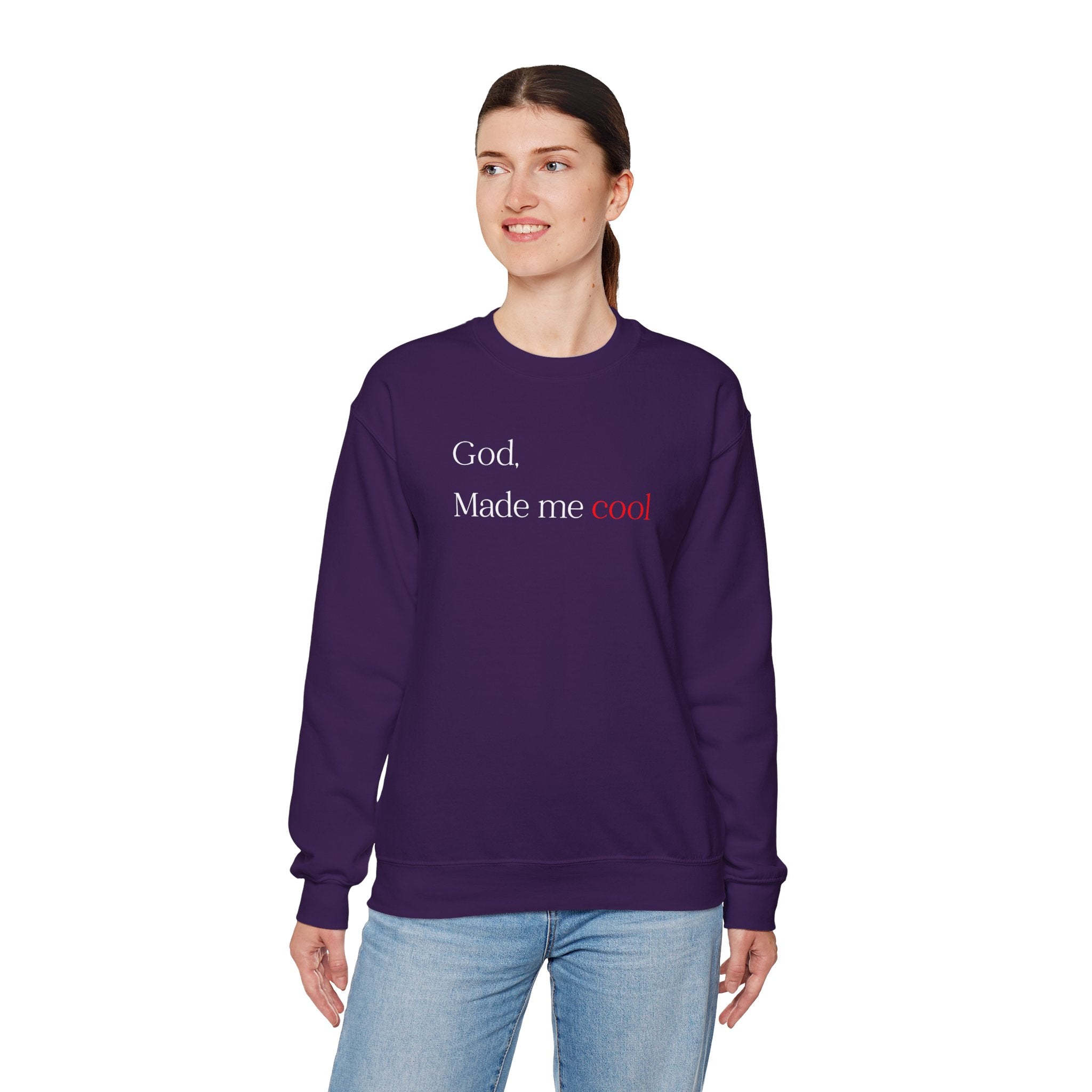 Sweatshirt — "God. Made Me Cool" Minimal Faith Crewneck