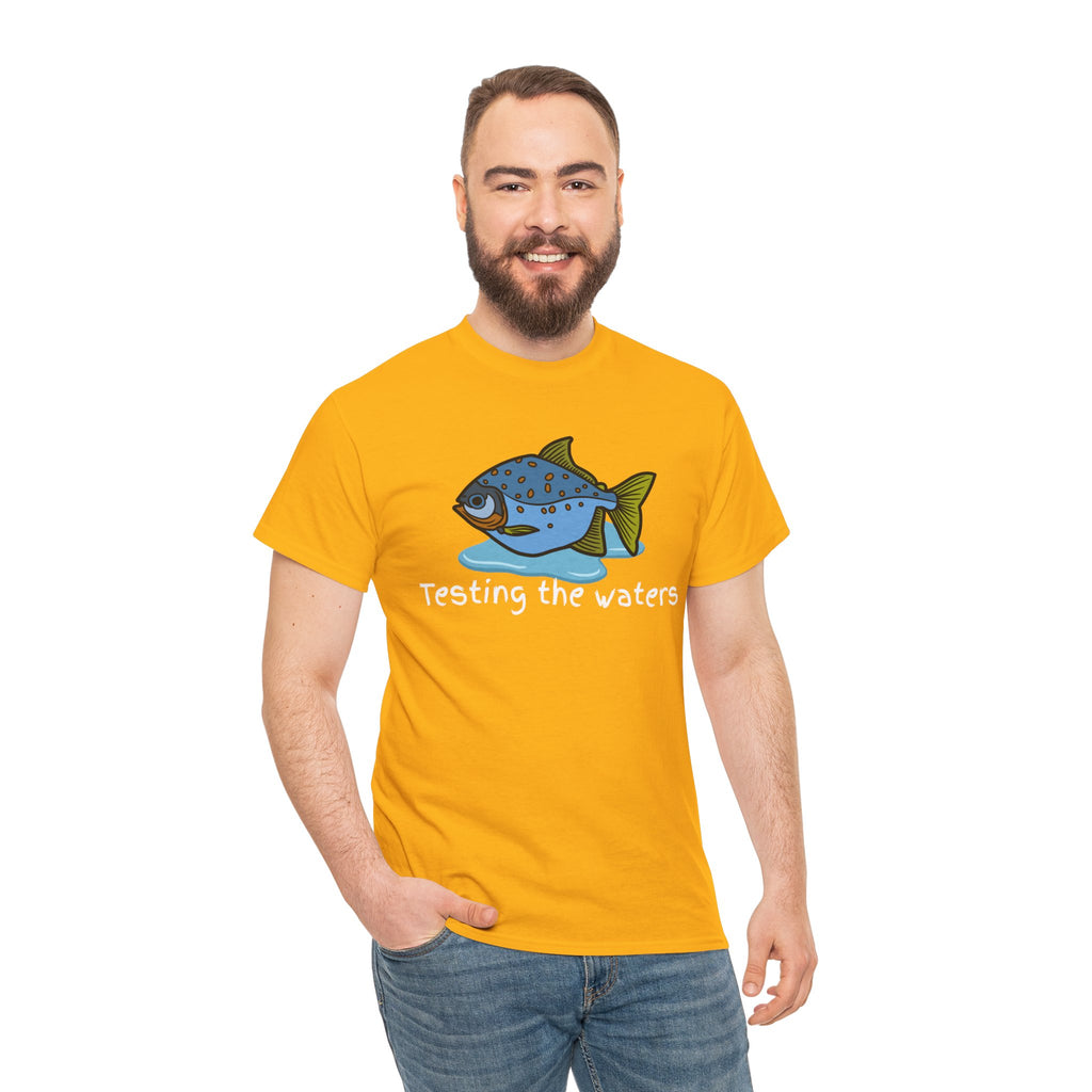 Fishing T‑Shirt — 'Testing the Waters' Blue Fish Tee