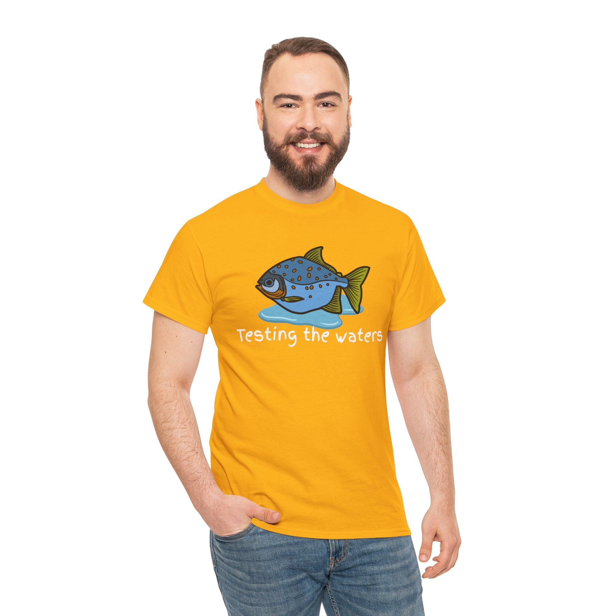 Fishing T‑Shirt — 'Testing the Waters' Blue Fish Tee