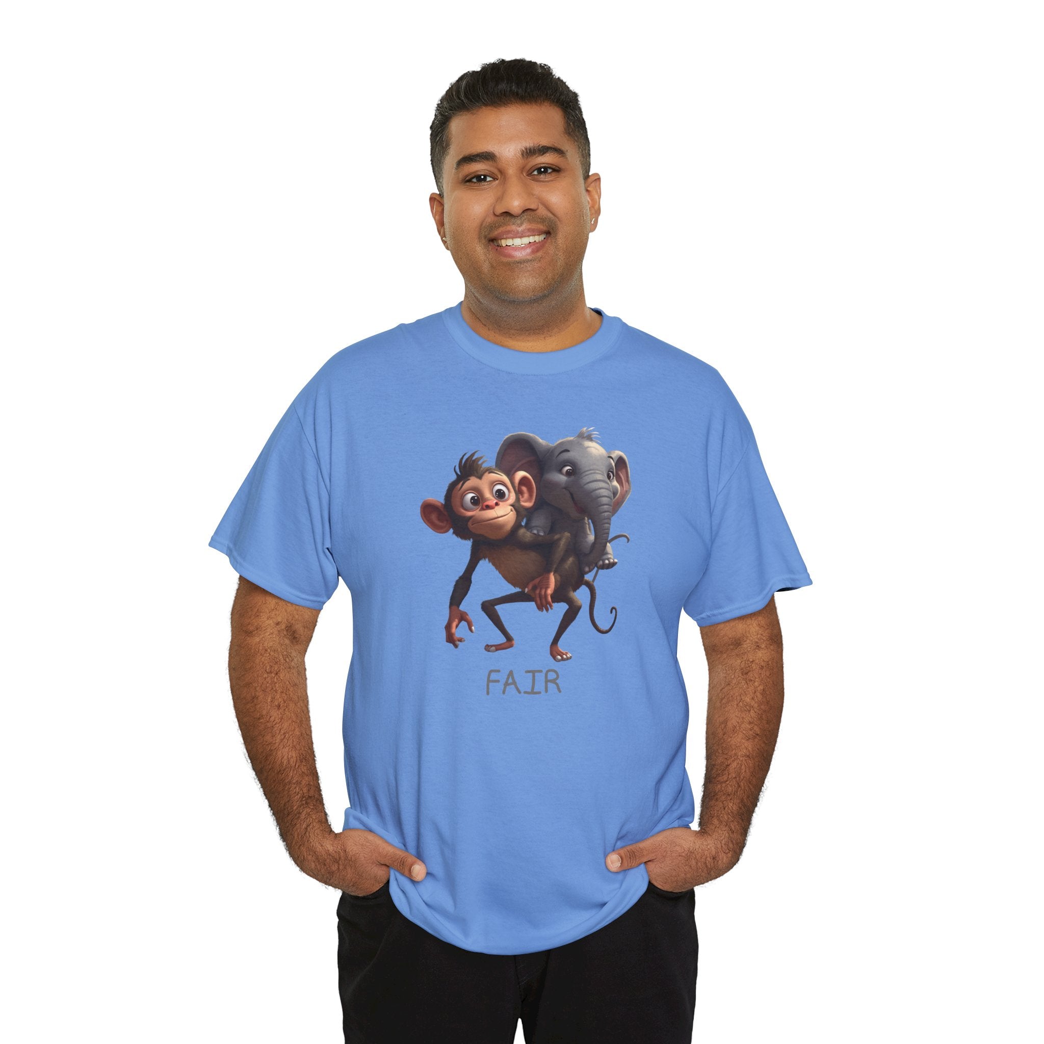 Monkey and Elephant 'Fair' Graphic Tee — Cute Animal Friendship T-Shirt