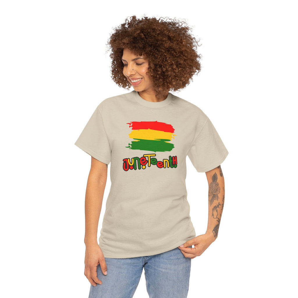 Juneteenth Graphic Tee — Rasta Flag Brushstroke Design