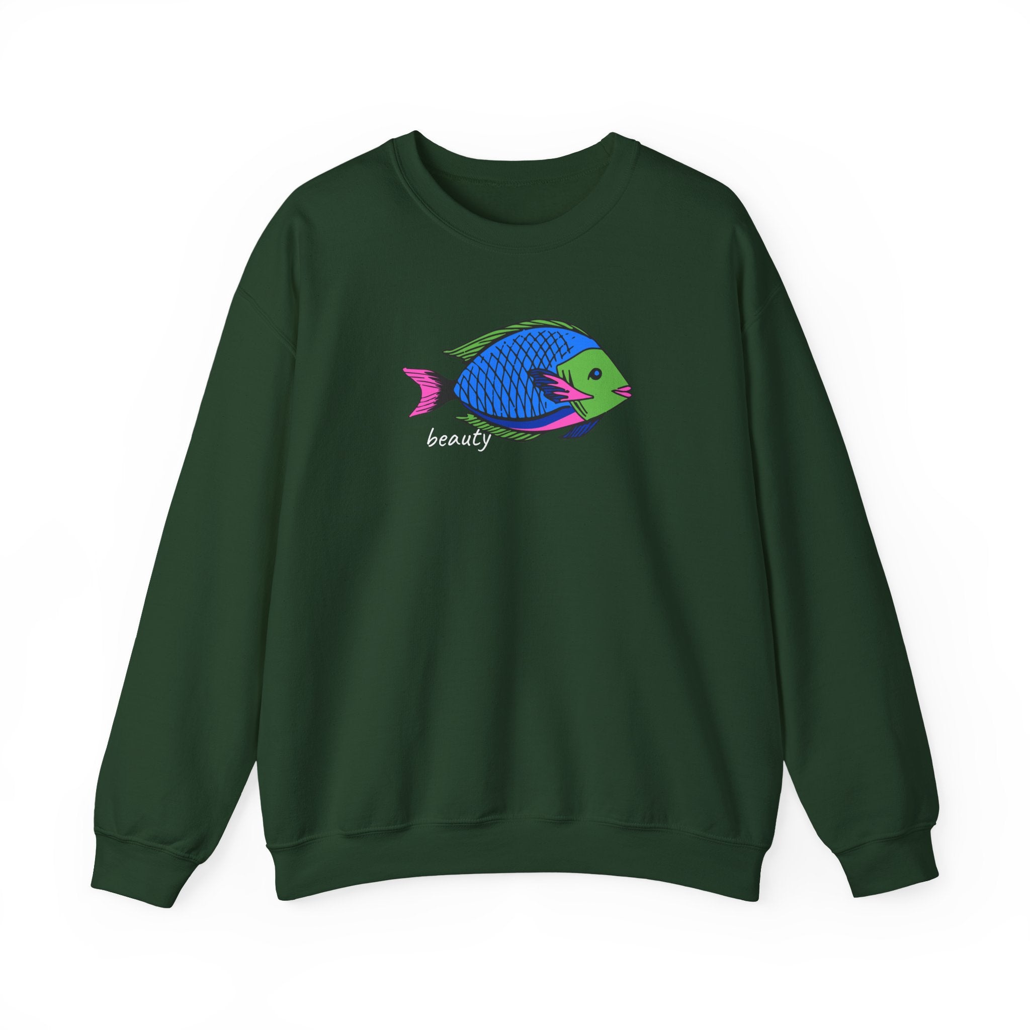 Fish Graphic Sweatshirt — Neon Tropical Fish 'beauty' Crewneck