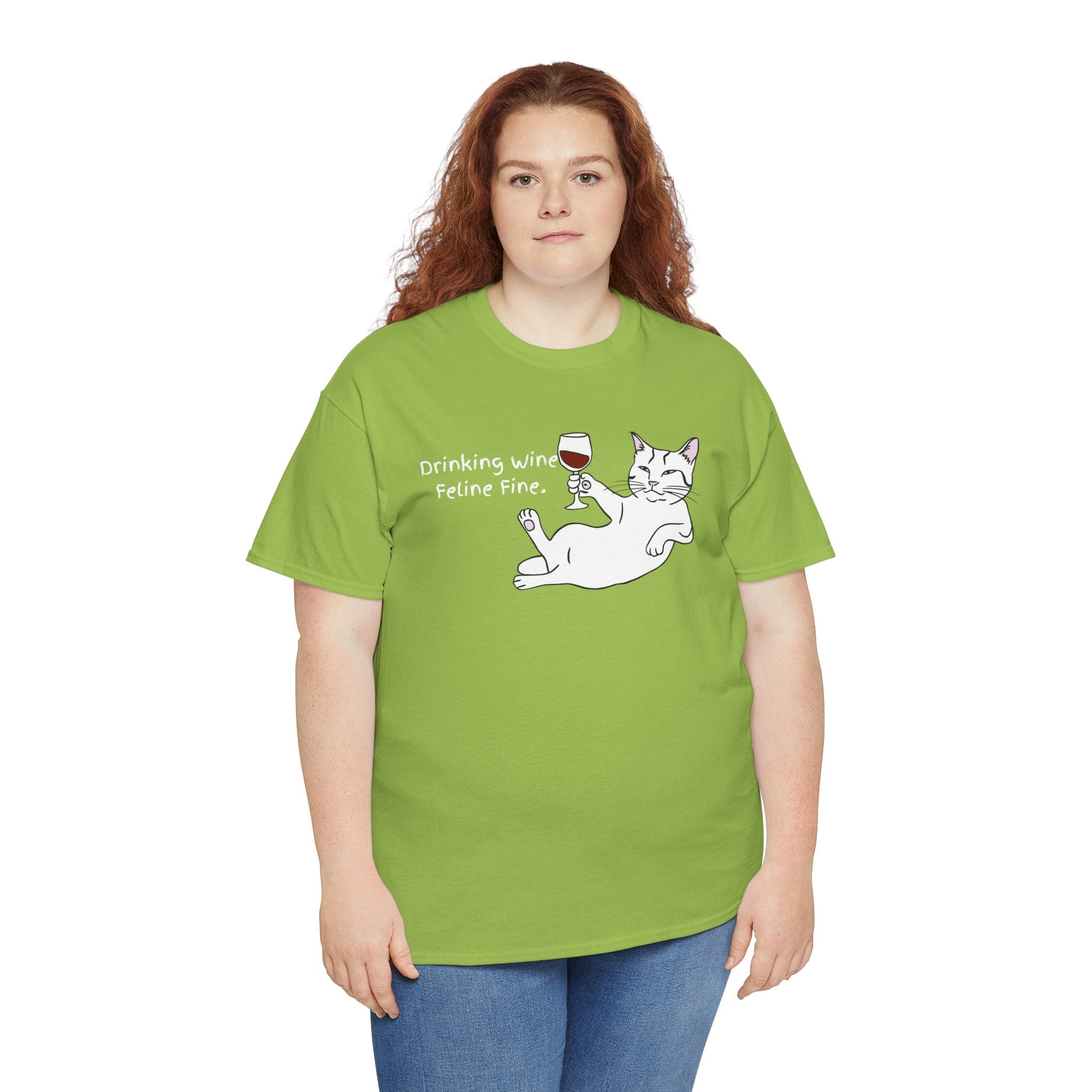 Drinking Wine, Feline Fine Cat Tee