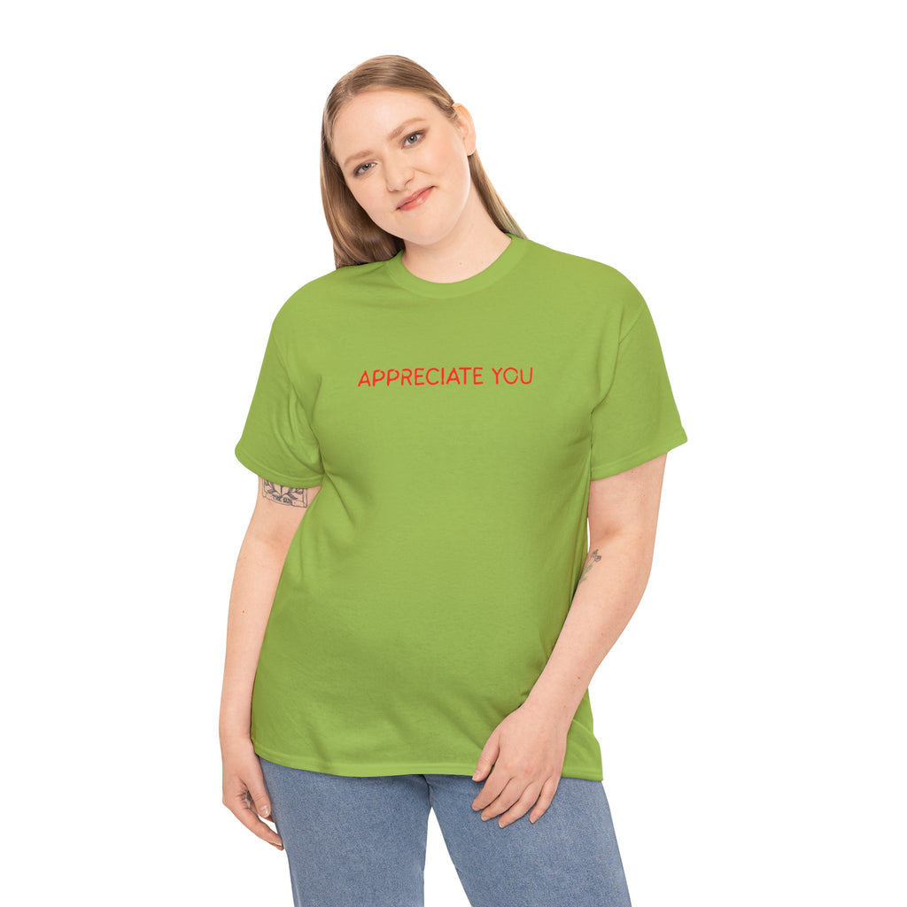 Appreciate You Tee – Minimalist Red Text Graphic T‑Shirt