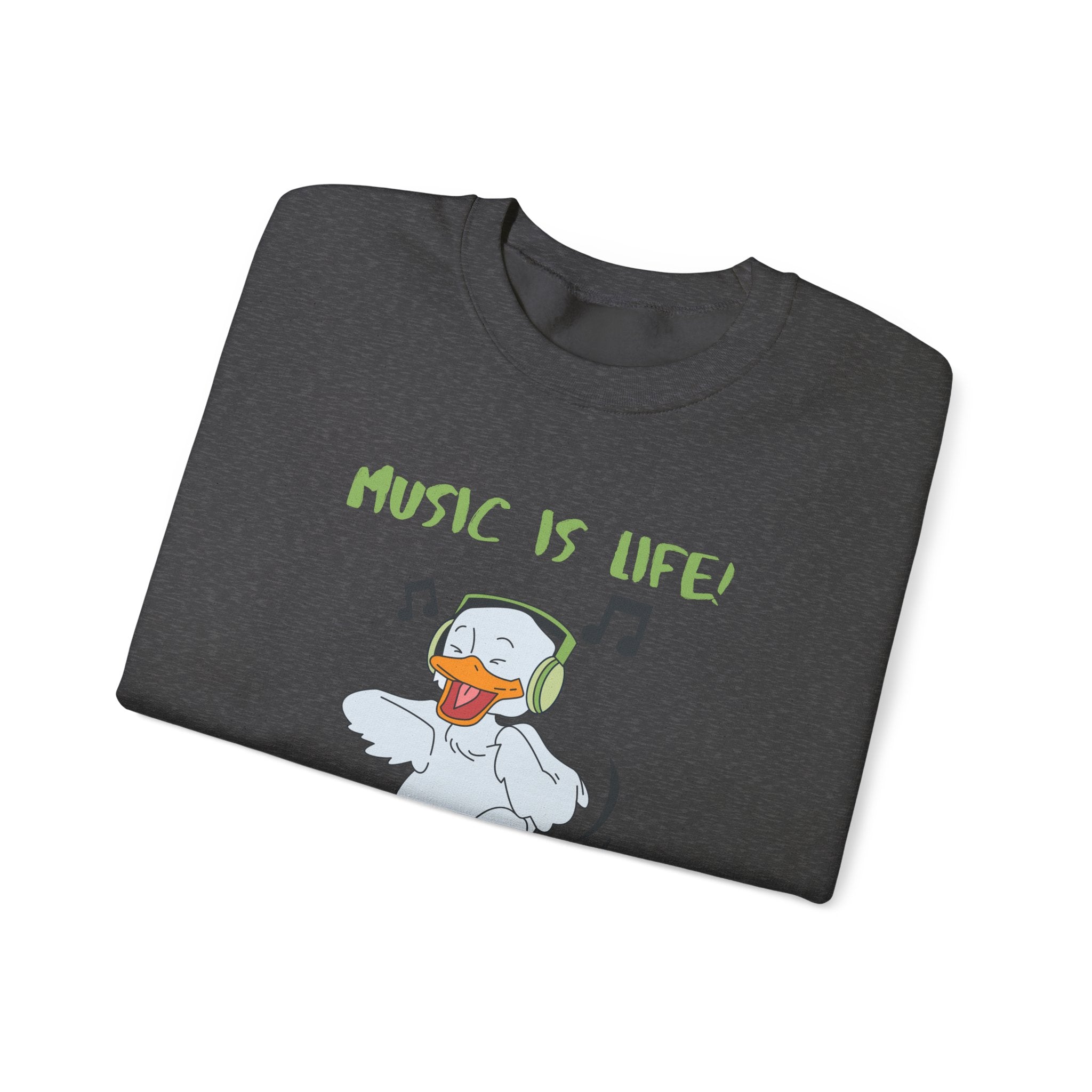 Music Is Life Duck Crewneck Sweatshirt – Cute DJ Duck Graphic Pullover