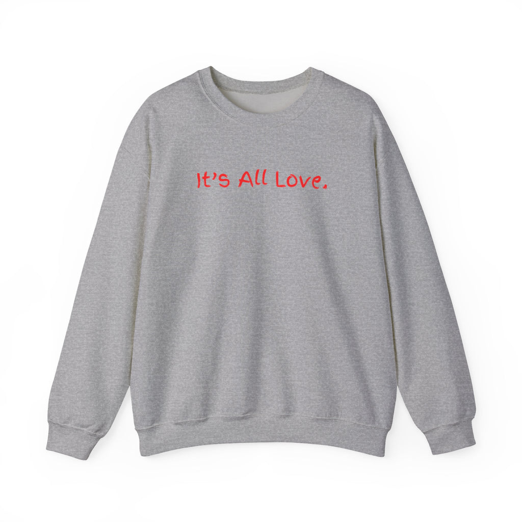 It's All Love Crewneck Sweatshirt — Casual Unisex Black Pullover