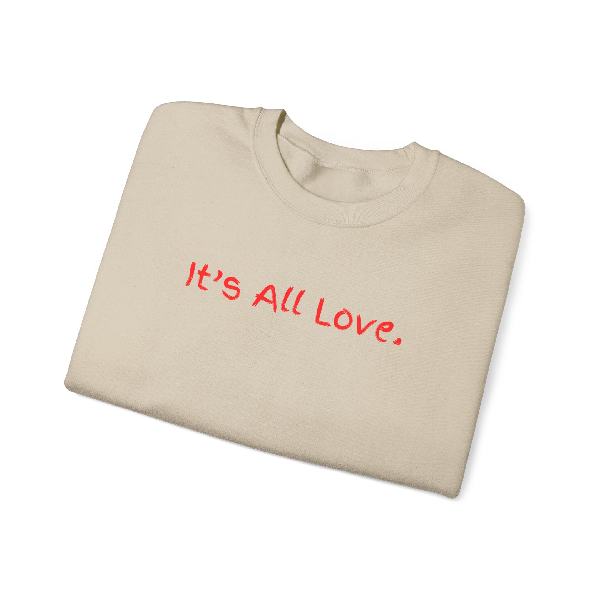 It's All Love Crewneck Sweatshirt — Casual Unisex Black Pullover