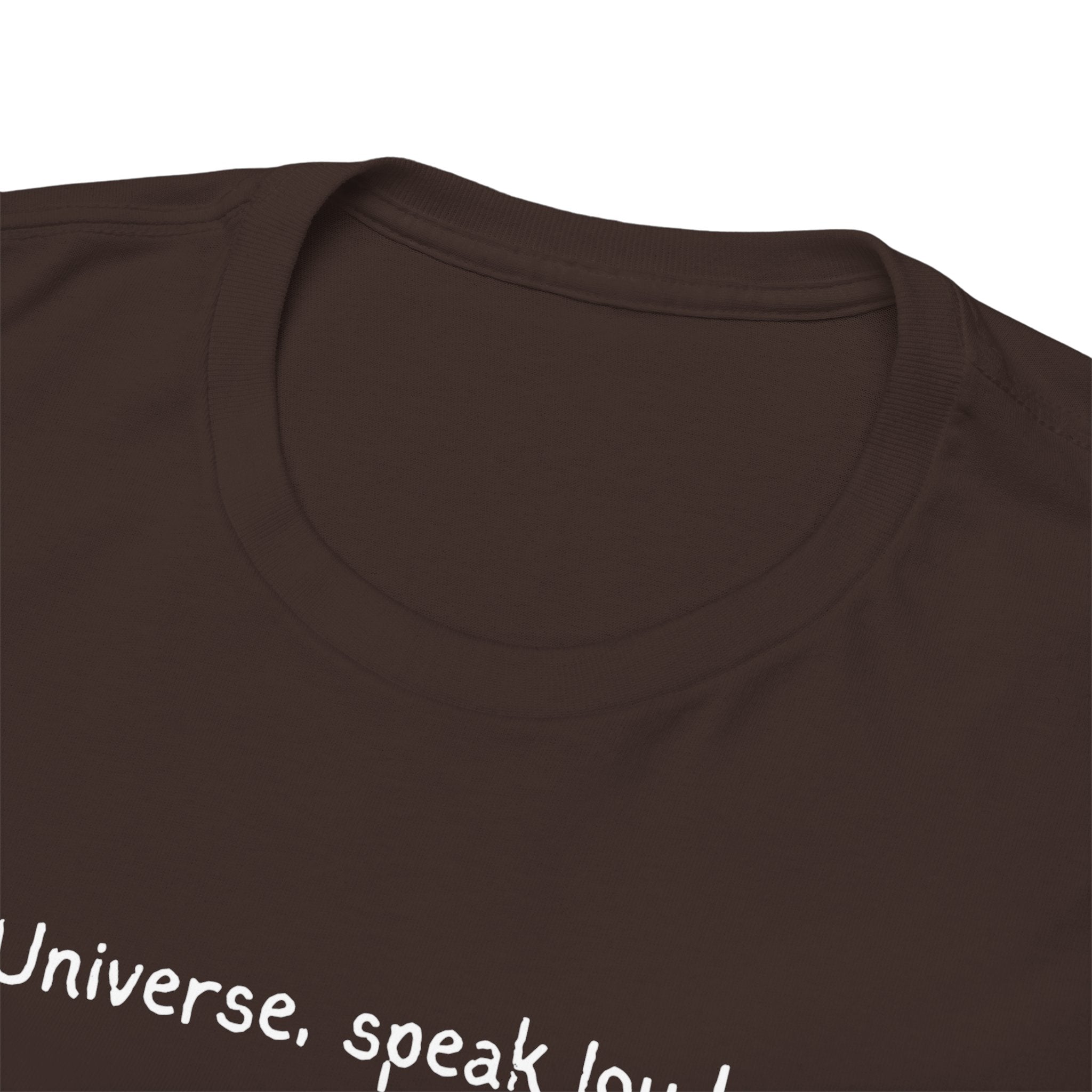 'Universe, Speak Louder' Black Graphic Tee Tag