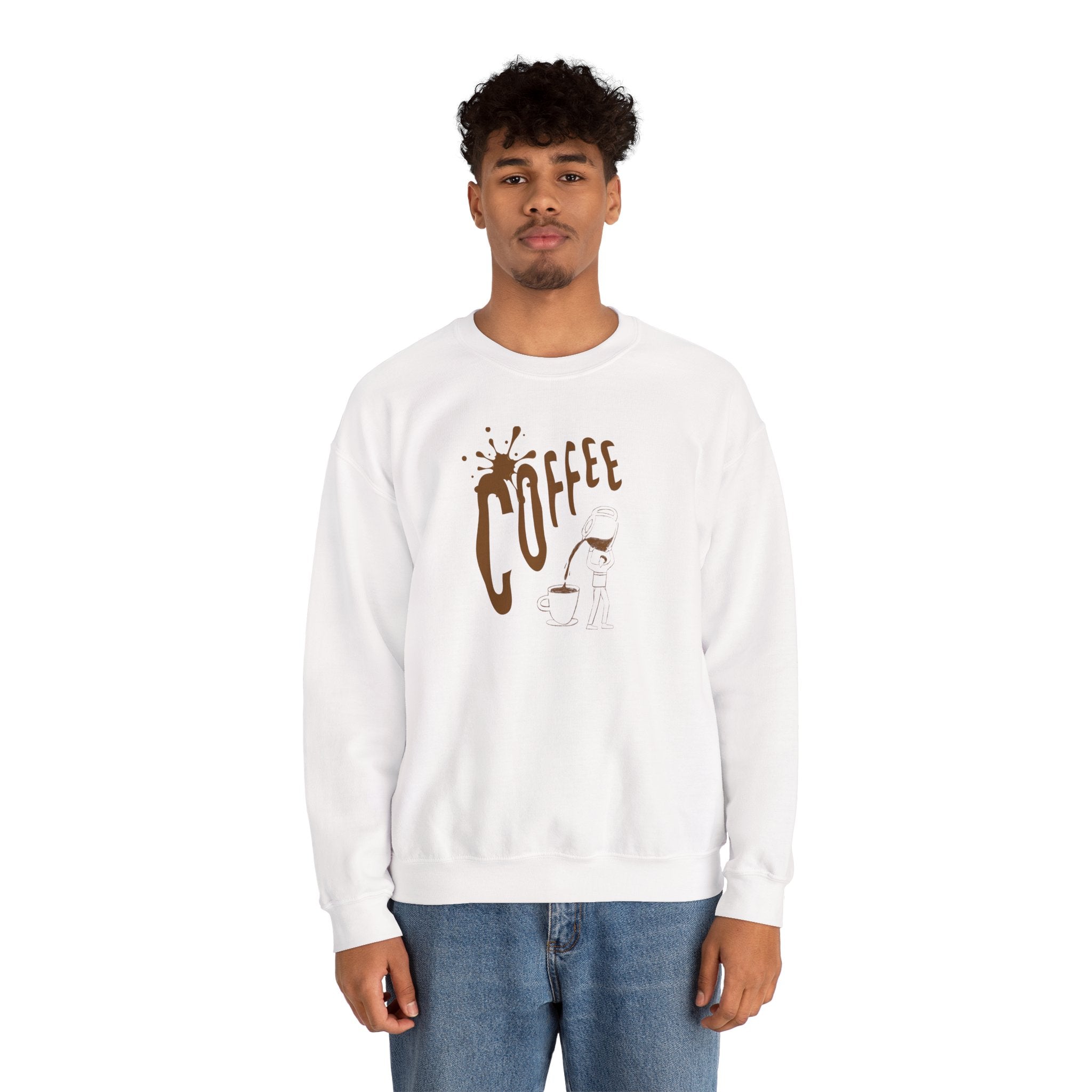 Coffee Lover Crewneck Sweatshirt — Retro Brown Coffee Graphic