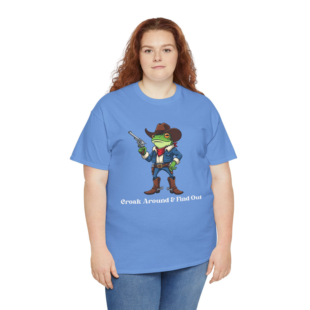 Cowboy Frog T-Shirt - "Croak Around & Find Out" Funny Western Graphic Tee