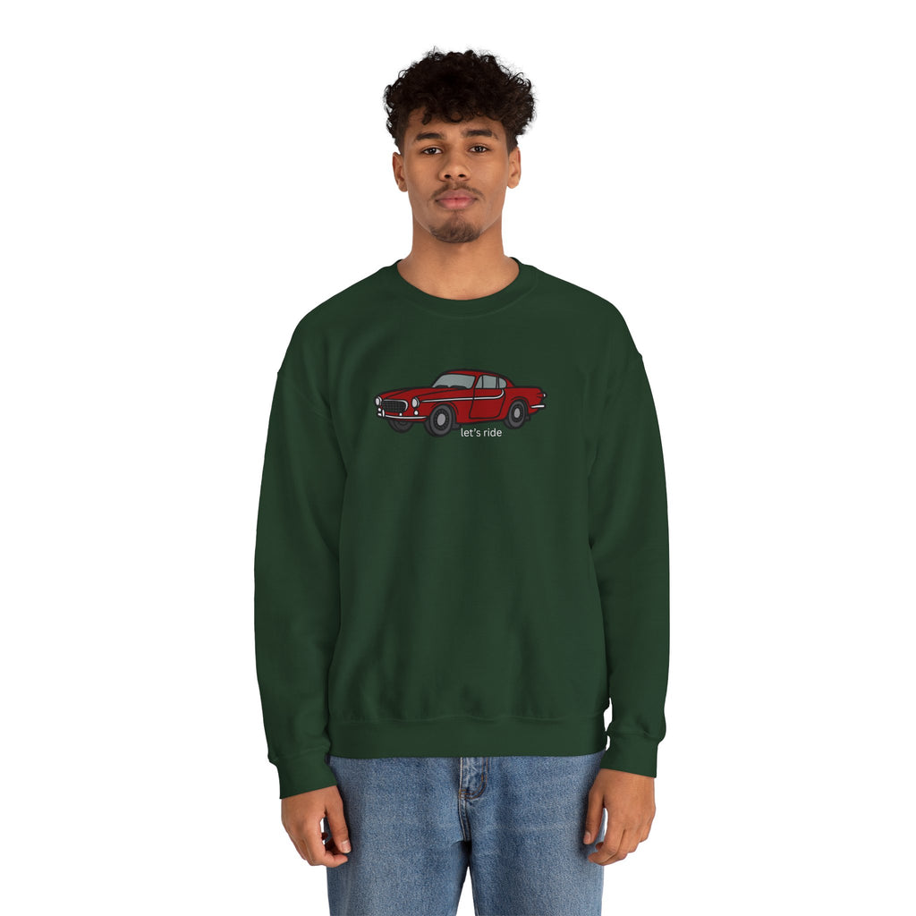 Classic Red Muscle Car Sweatshirt — “let’s ride” Crewneck