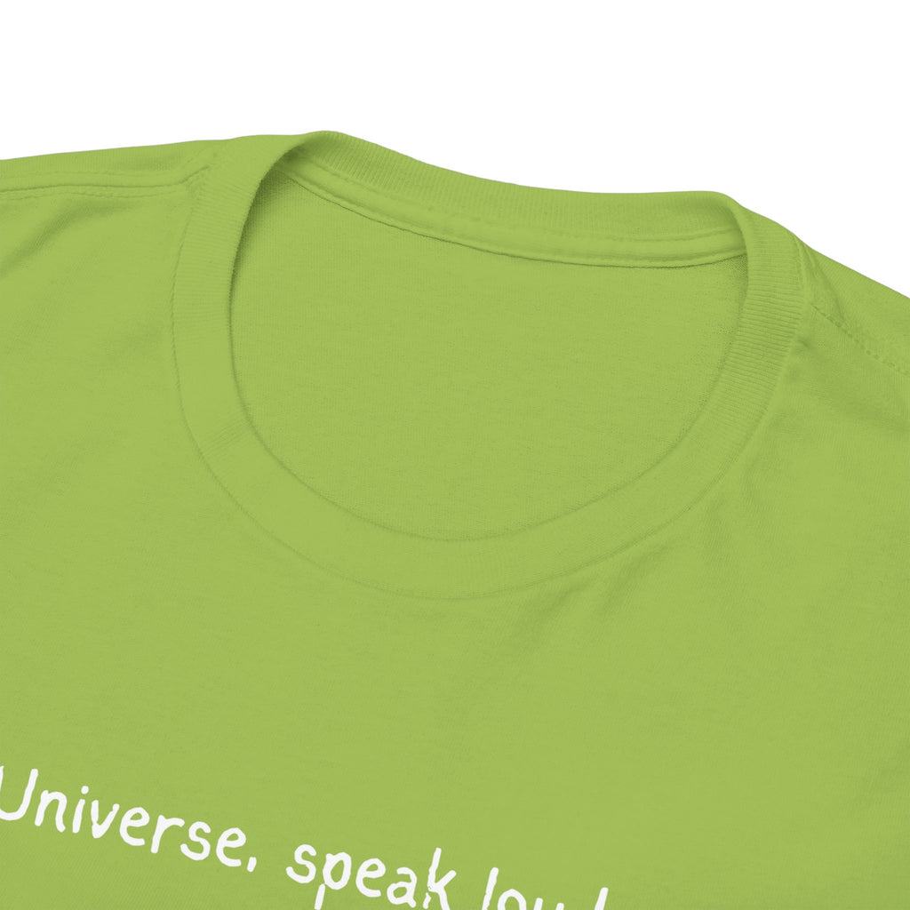 'Universe, Speak Louder' Black Graphic Tee Tag