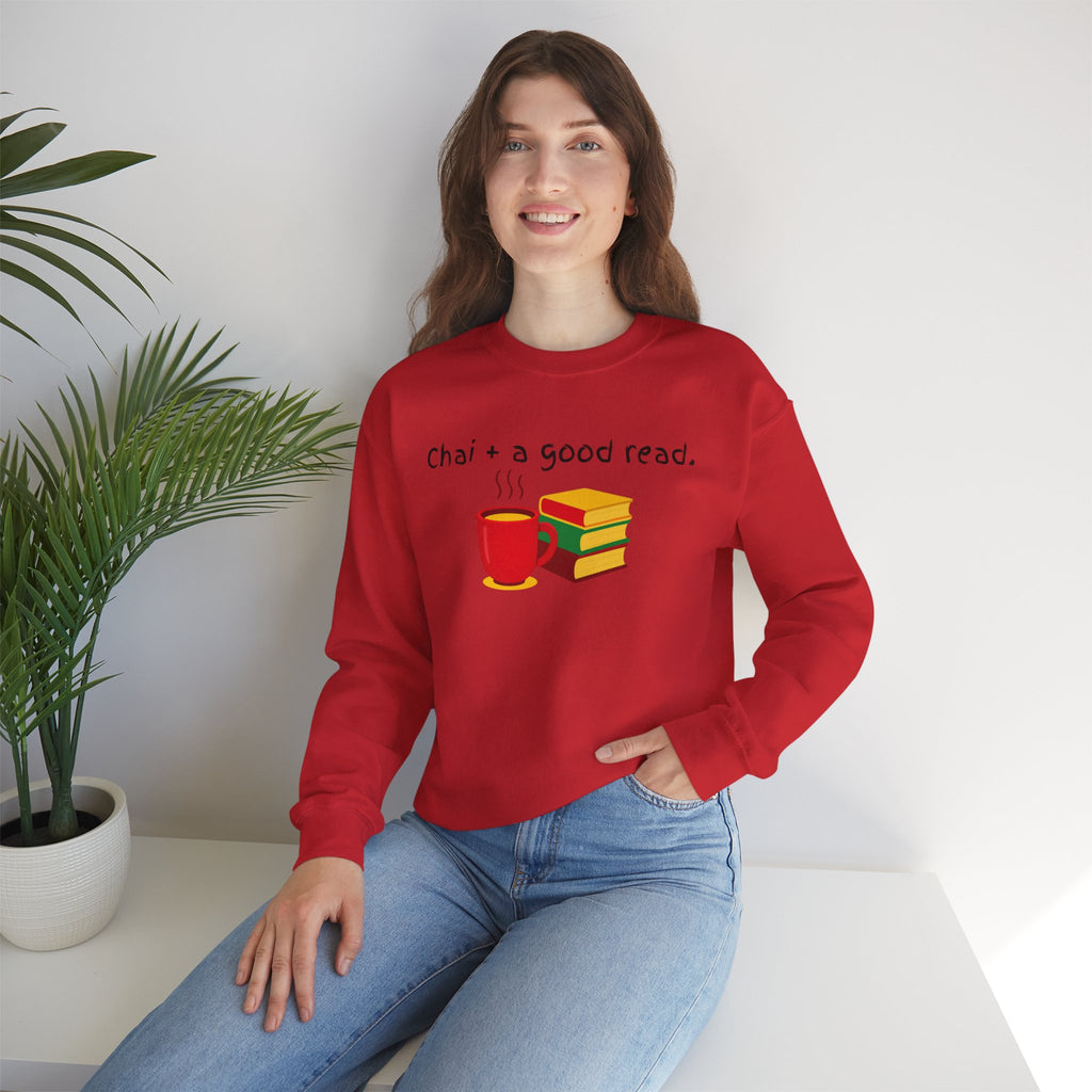 Cozy Reading Sweatshirt — "Chai + a Good Read" Crewneck