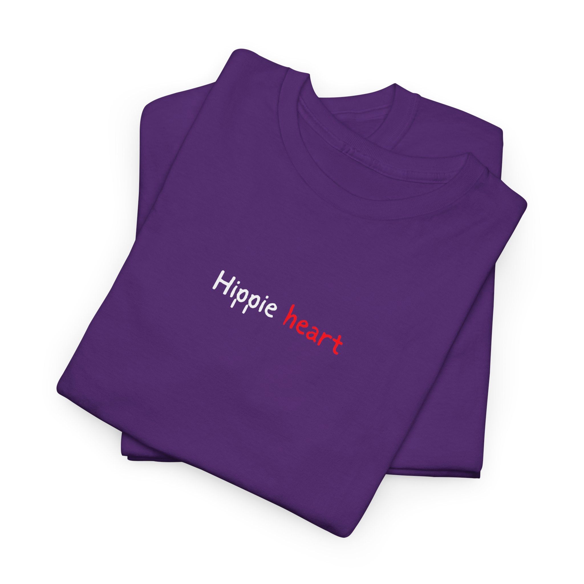 Hippie Heart Black Tee — Minimal Retro Love Graphic T-Shirt