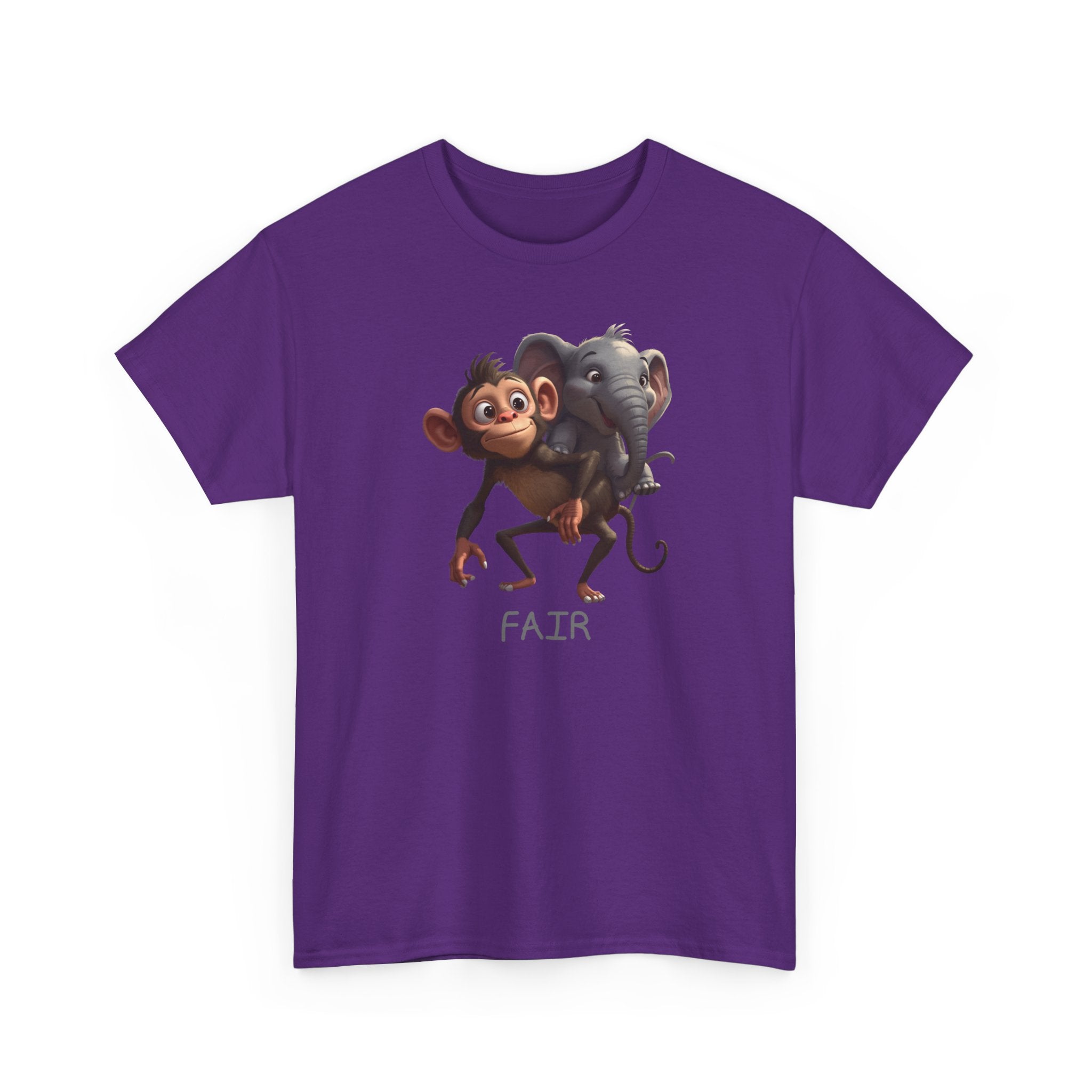 Monkey and Elephant 'Fair' Graphic Tee — Cute Animal Friendship T-Shirt