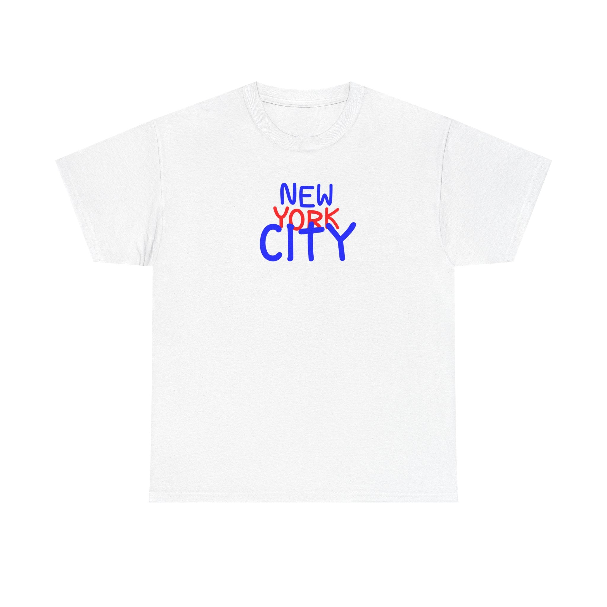 New York City Graphic Tee - Handwritten Red & Blue NYC T-Shirt