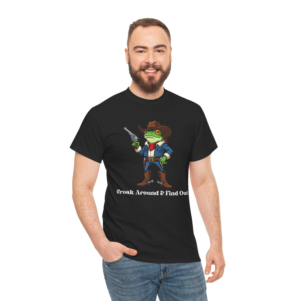Cowboy Frog T-Shirt - "Croak Around & Find Out" Funny Western Graphic Tee
