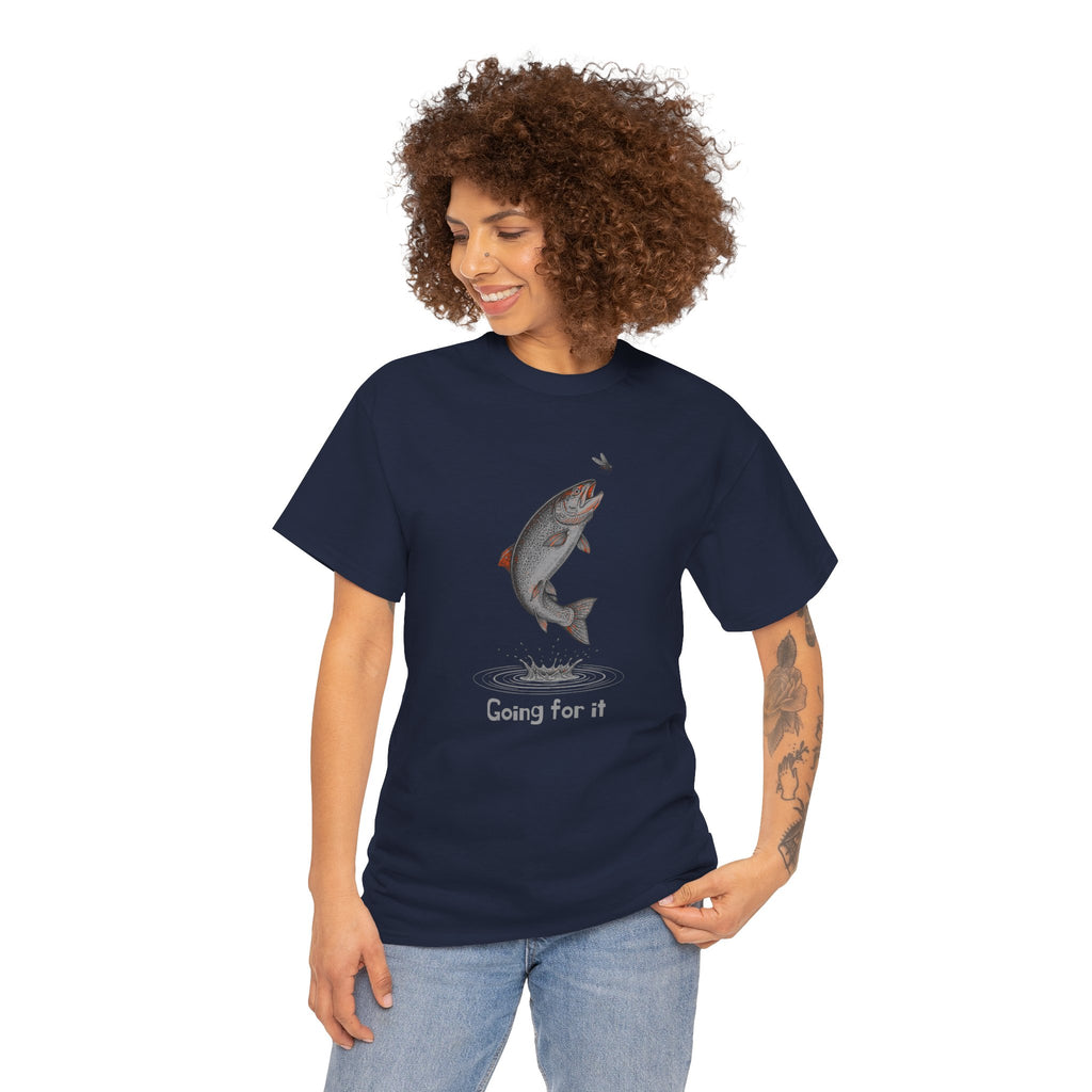 Fishing T‑Shirt — Leaping Trout 'Going for it' Graphic Tee