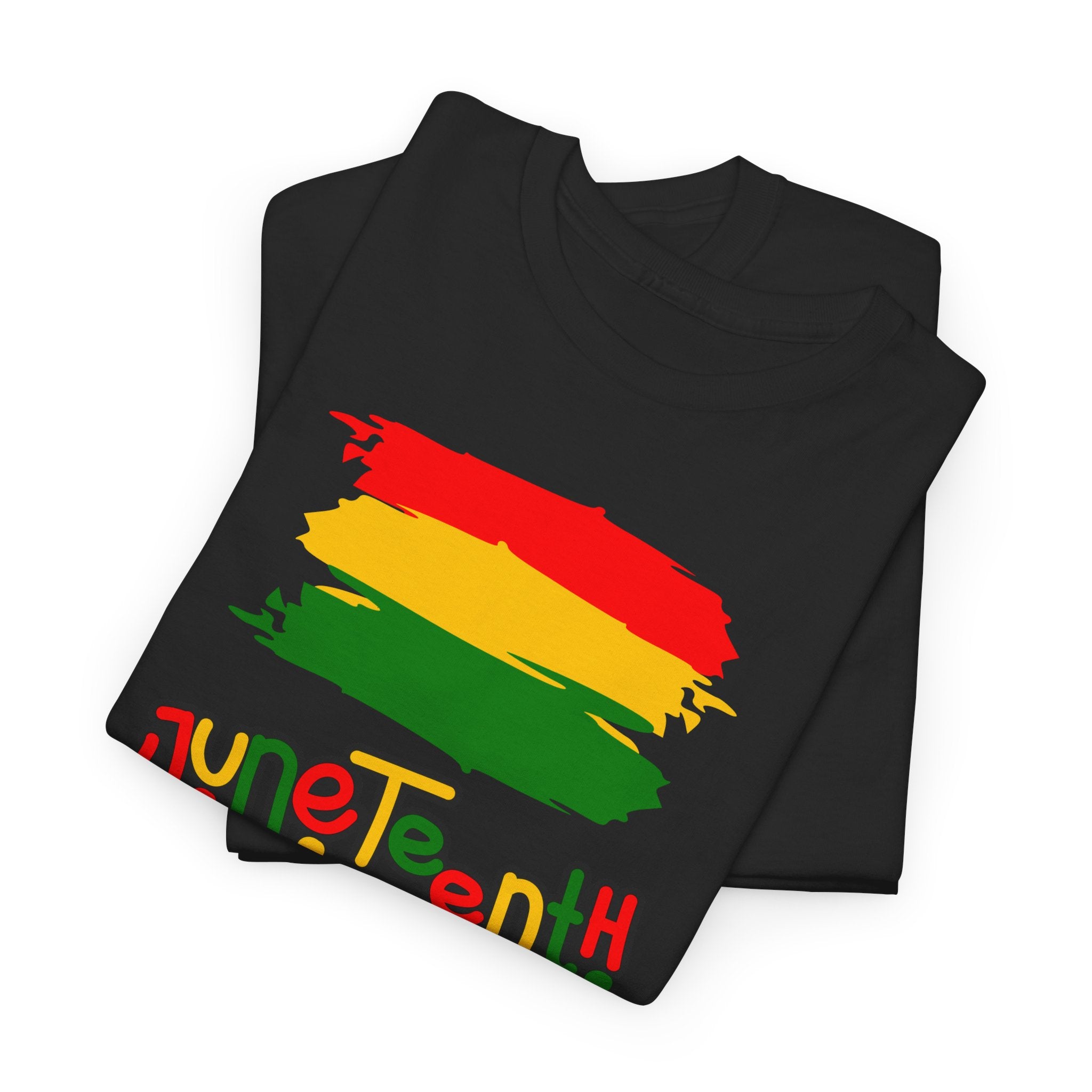 Juneteenth Graphic Tee — Rasta Flag Brushstroke Design
