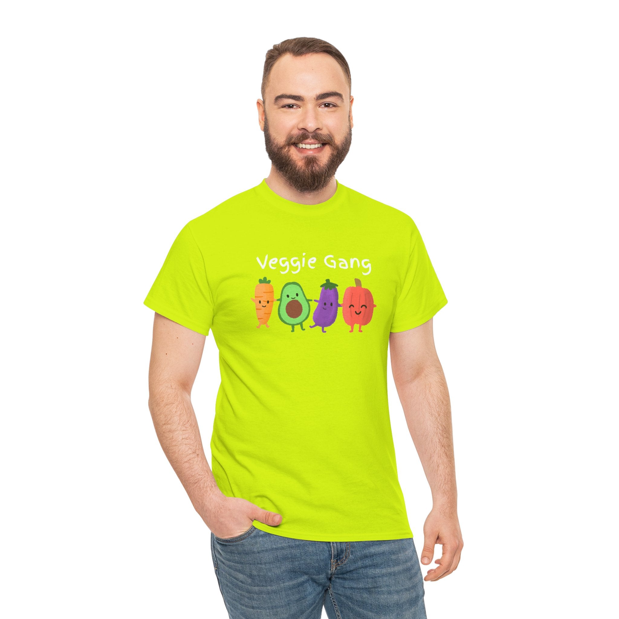 Veggie Gang T-Shirt – Cute Cartoon Avocado, Carrot, Eggplant & Pepper Tee