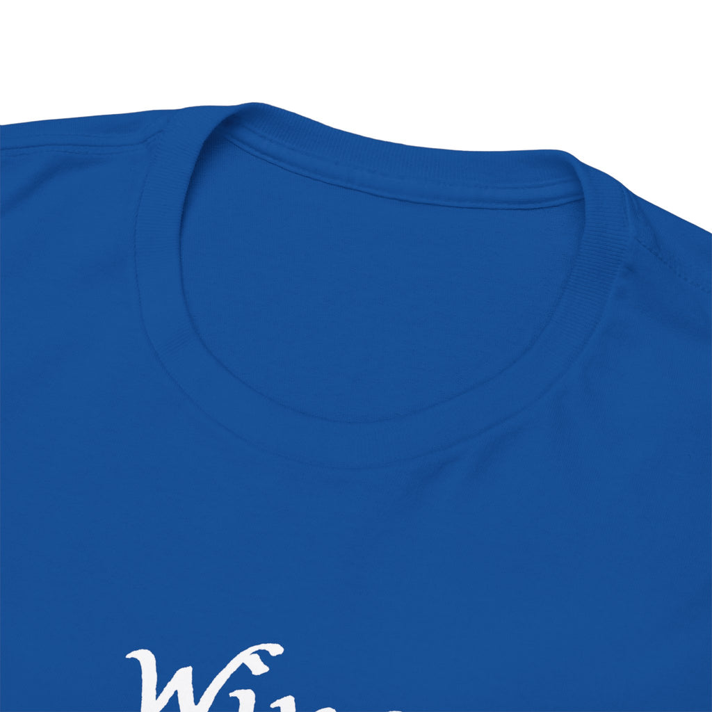 Wine Graphic Tee — Minimalist Small Chest 'wine' Text T‑Shirt