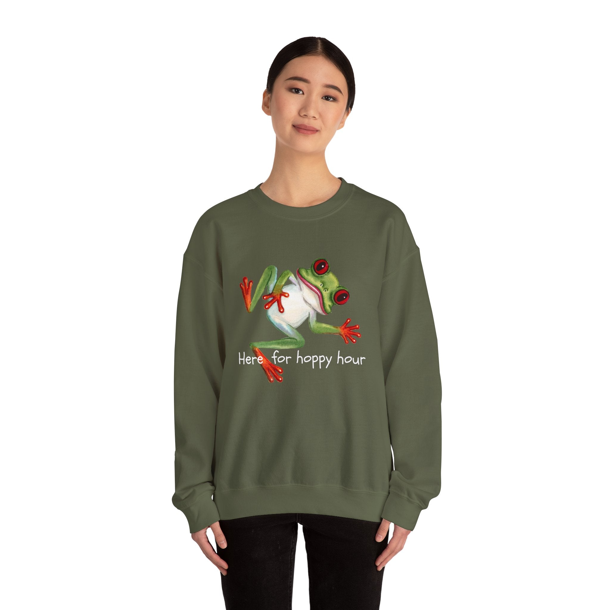 Frog 'Here for Hoppy Hour' Crewneck Sweatshirt