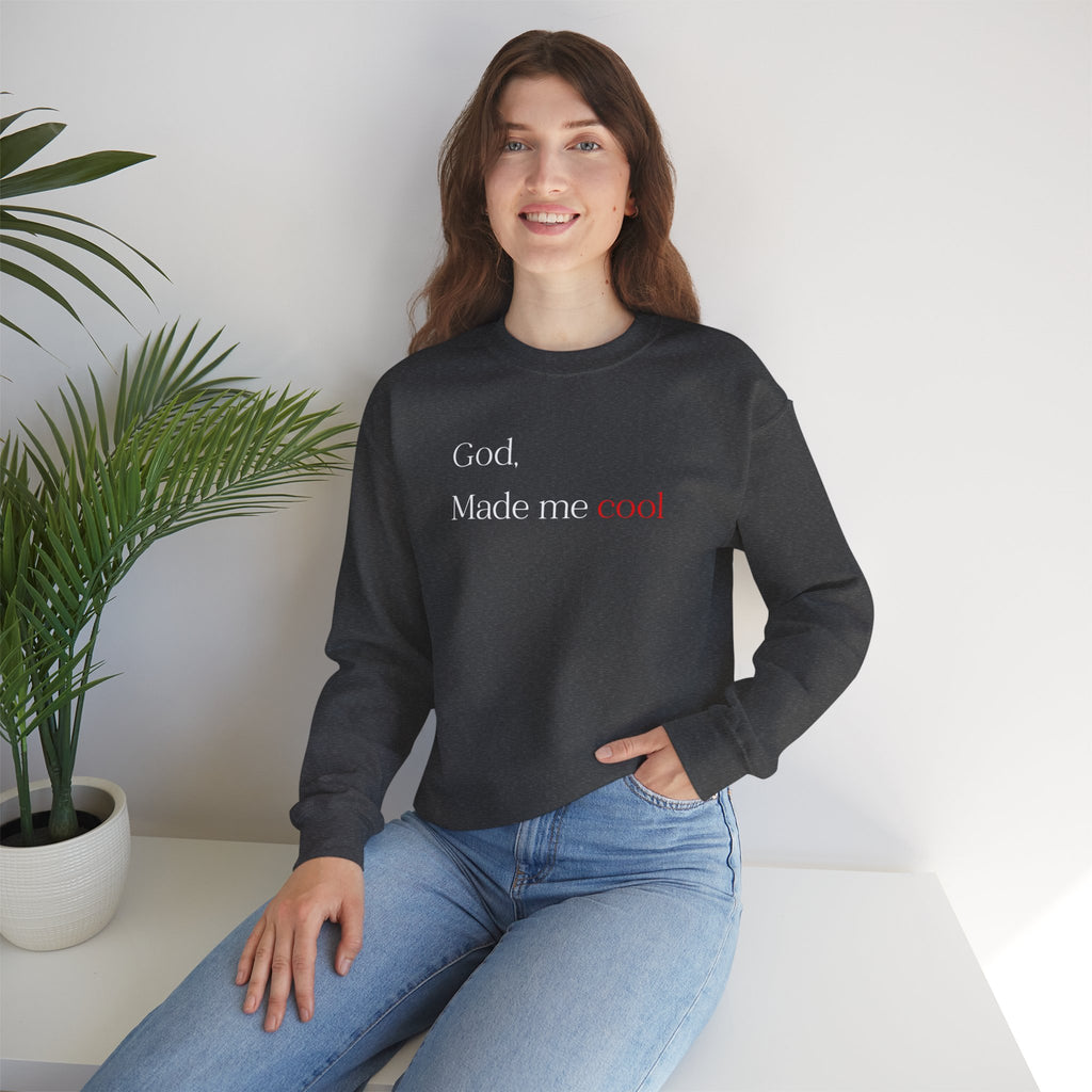 Sweatshirt — "God. Made Me Cool" Minimal Faith Crewneck