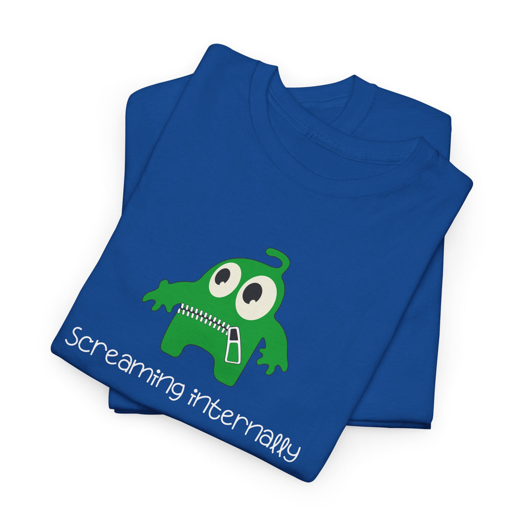 Screaming Internally Tee — Cute Green Monster Graphic Shirt